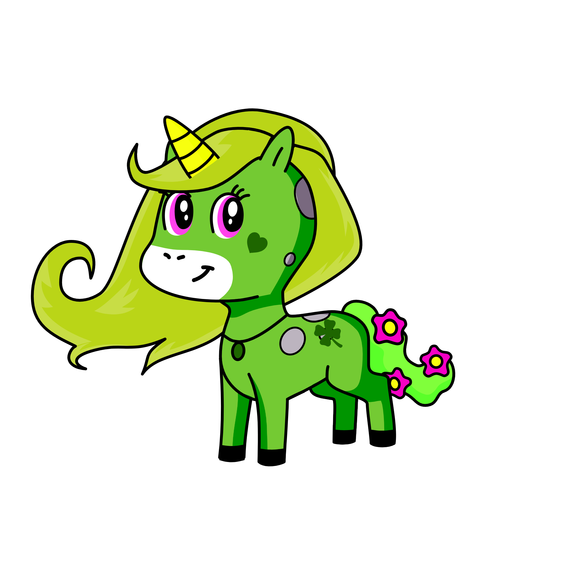 green, the unicorn