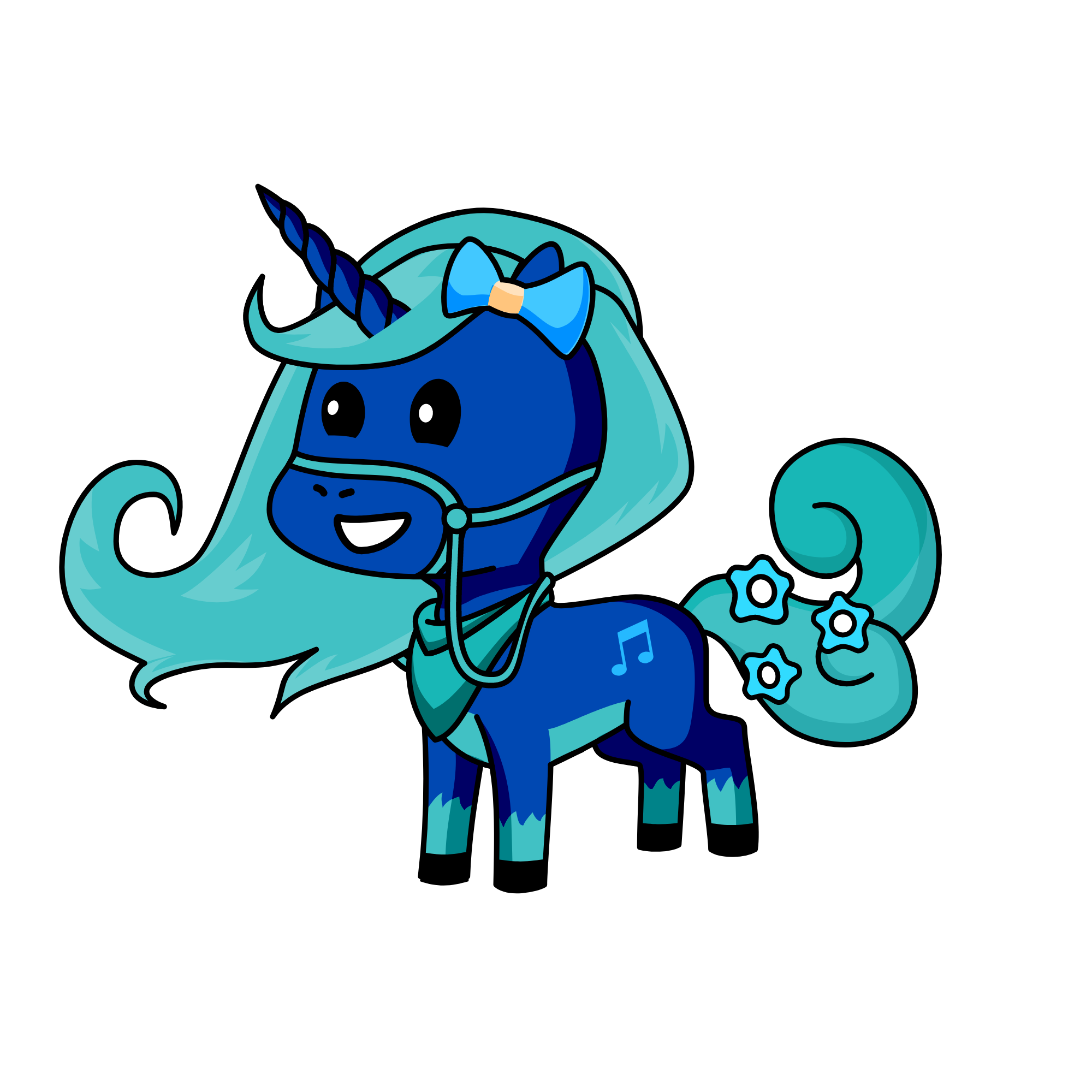 Blue the queen of teal, the unicorn
