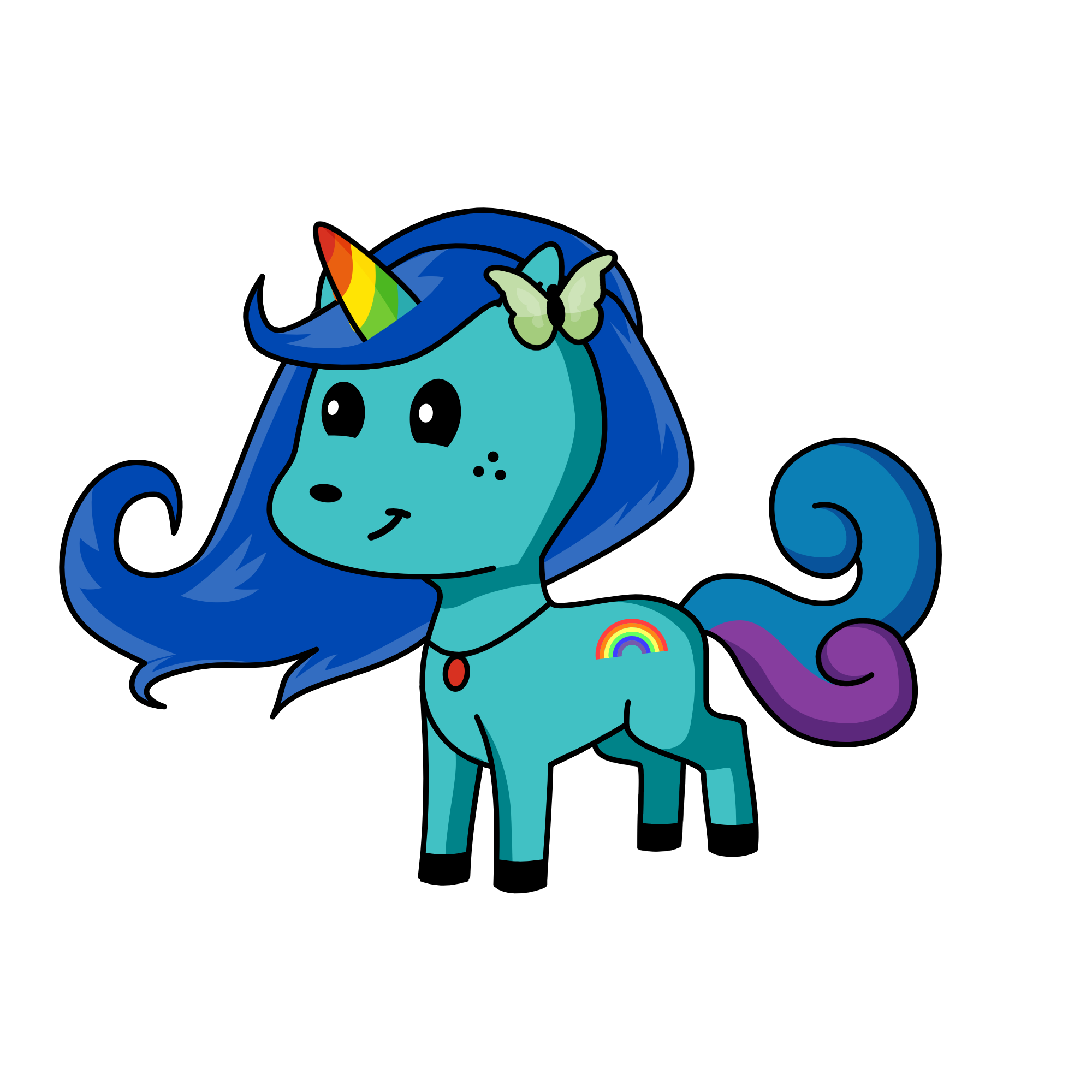 Rainbow pony, the unicorn