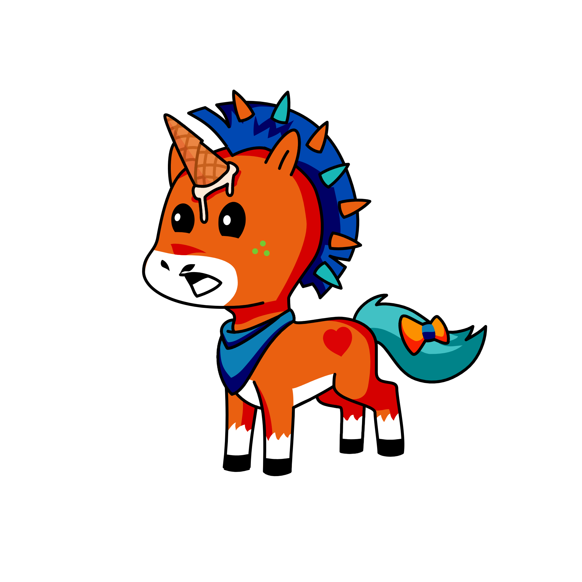 orange, the unicorn