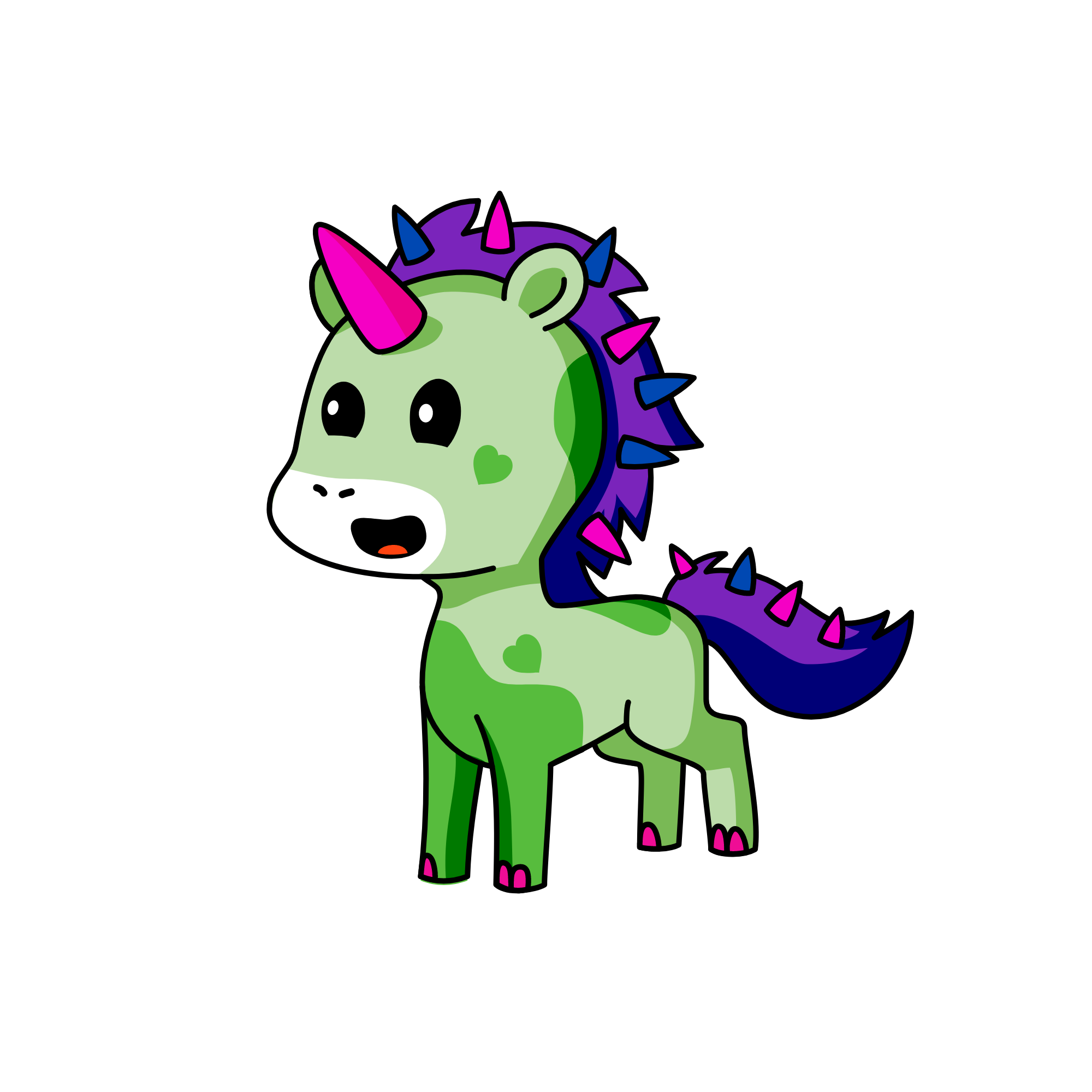 green, the unicorn