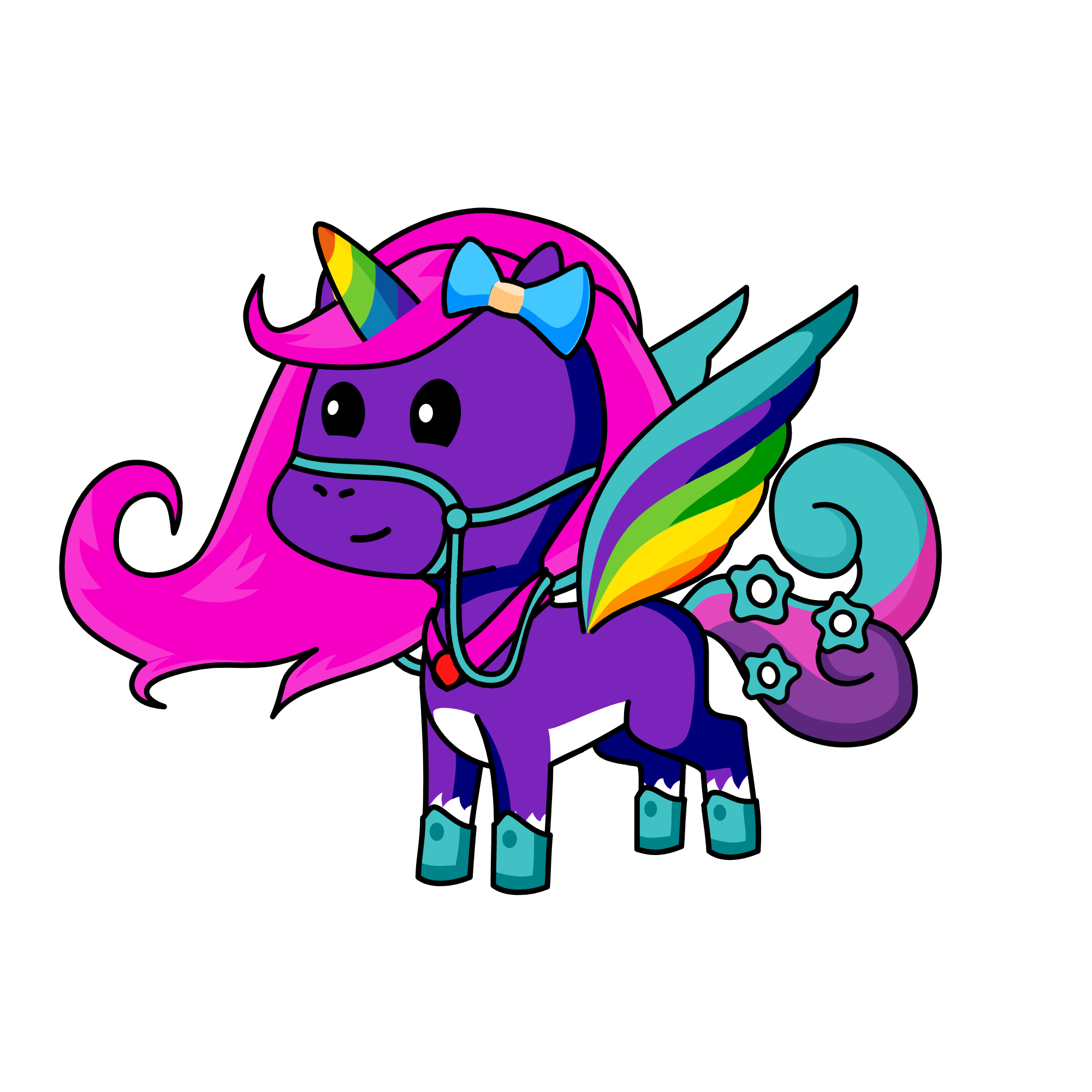 Blue Pink and  Purple  Pie, the unicorn
