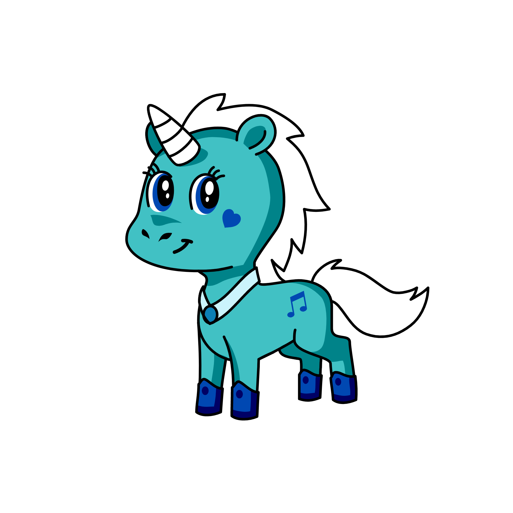Blueby, the unicorn