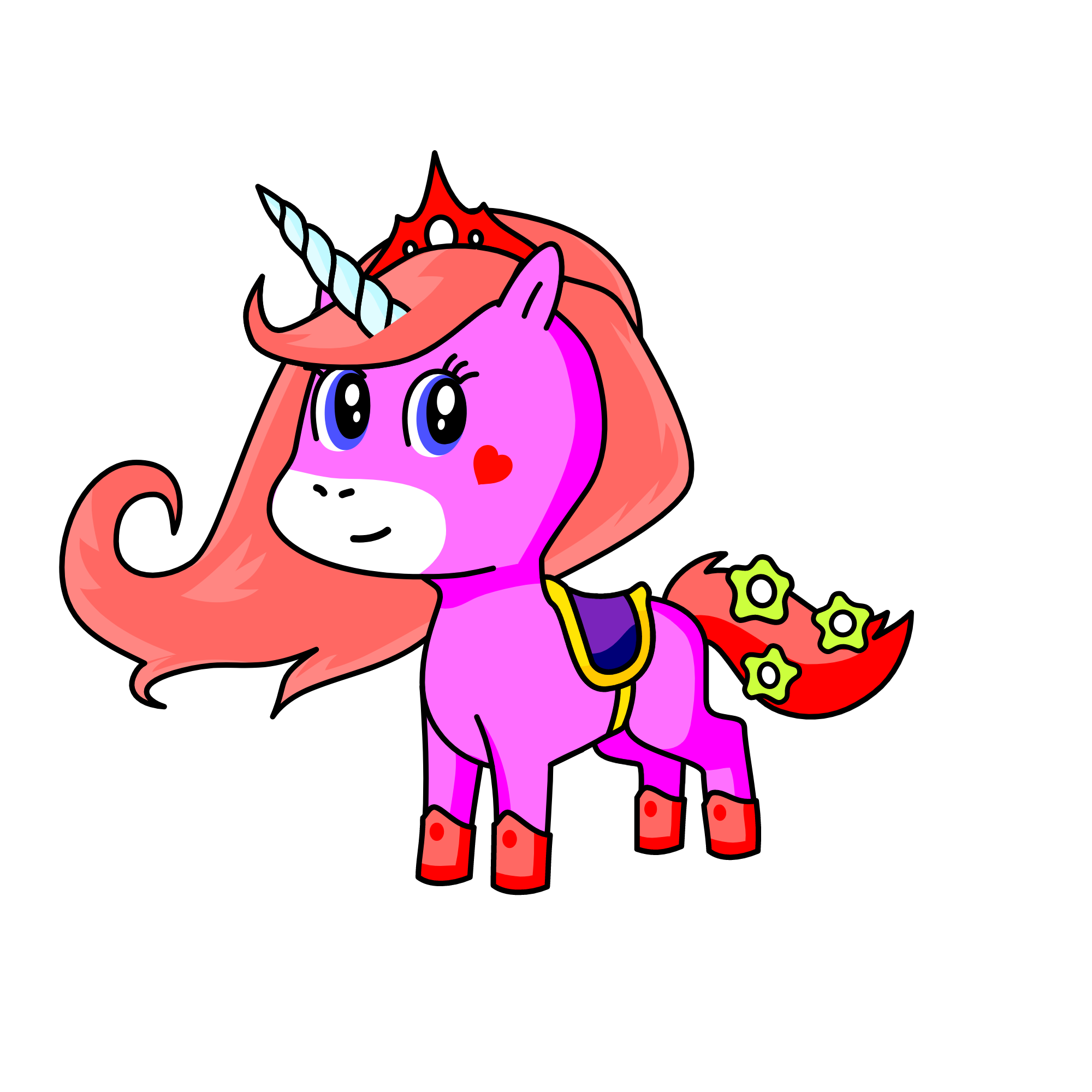 Queen of hearts and love, the unicorn