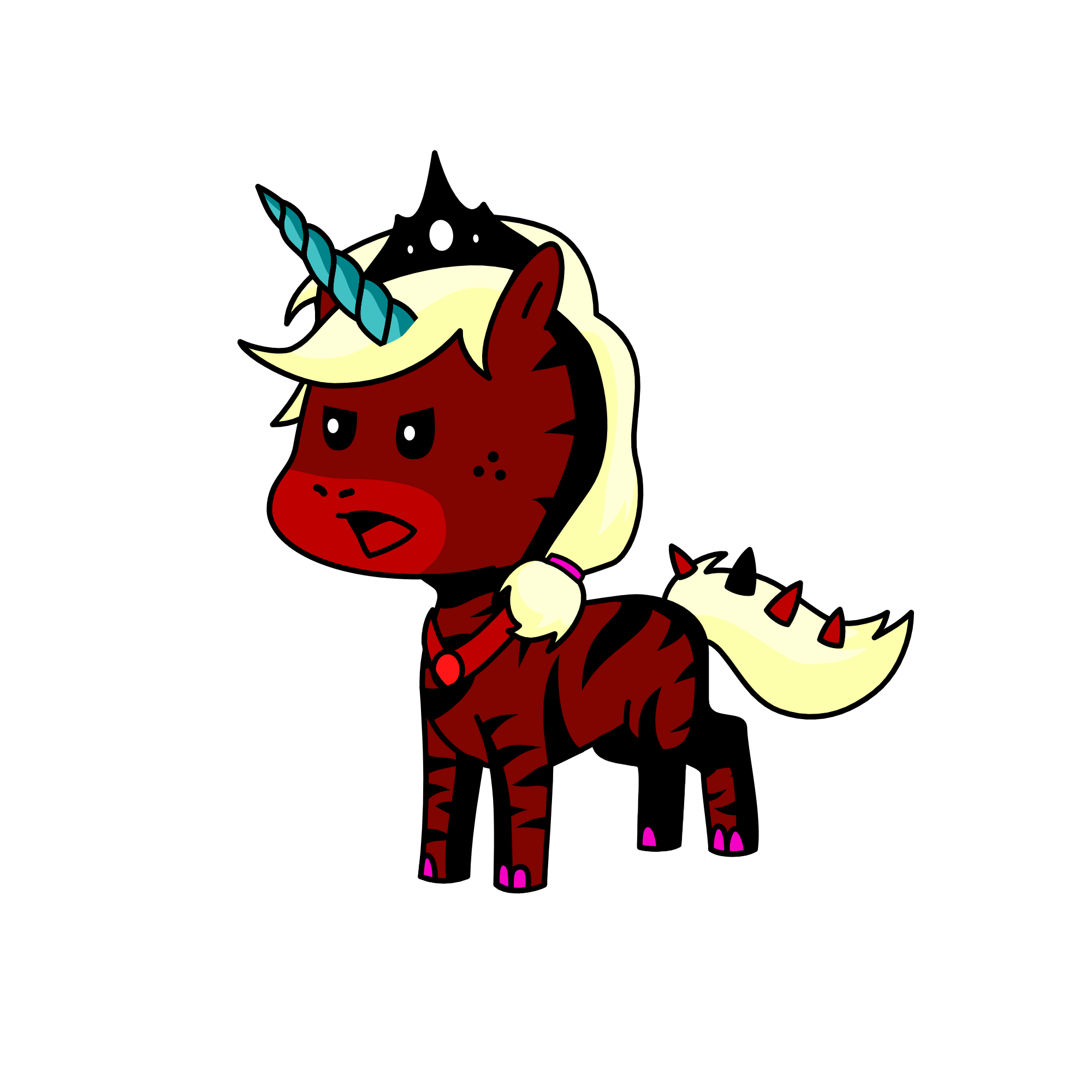 THE EVIL QUEEN, the unicorn