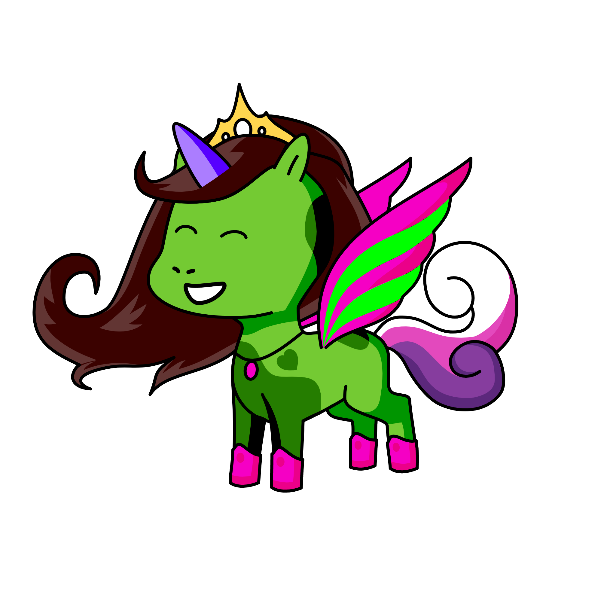 Pink Green Wing, the unicorn