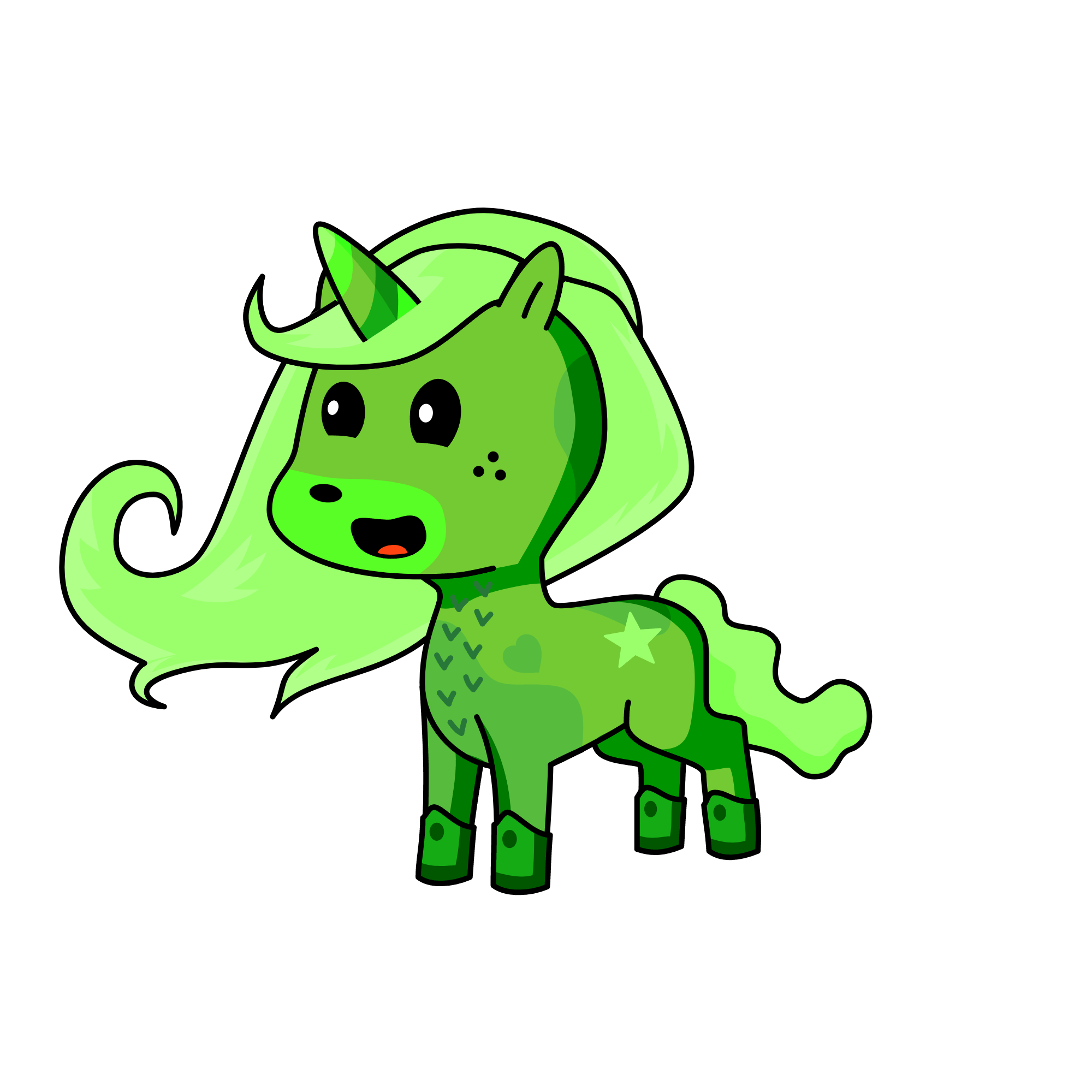 green, the unicorn