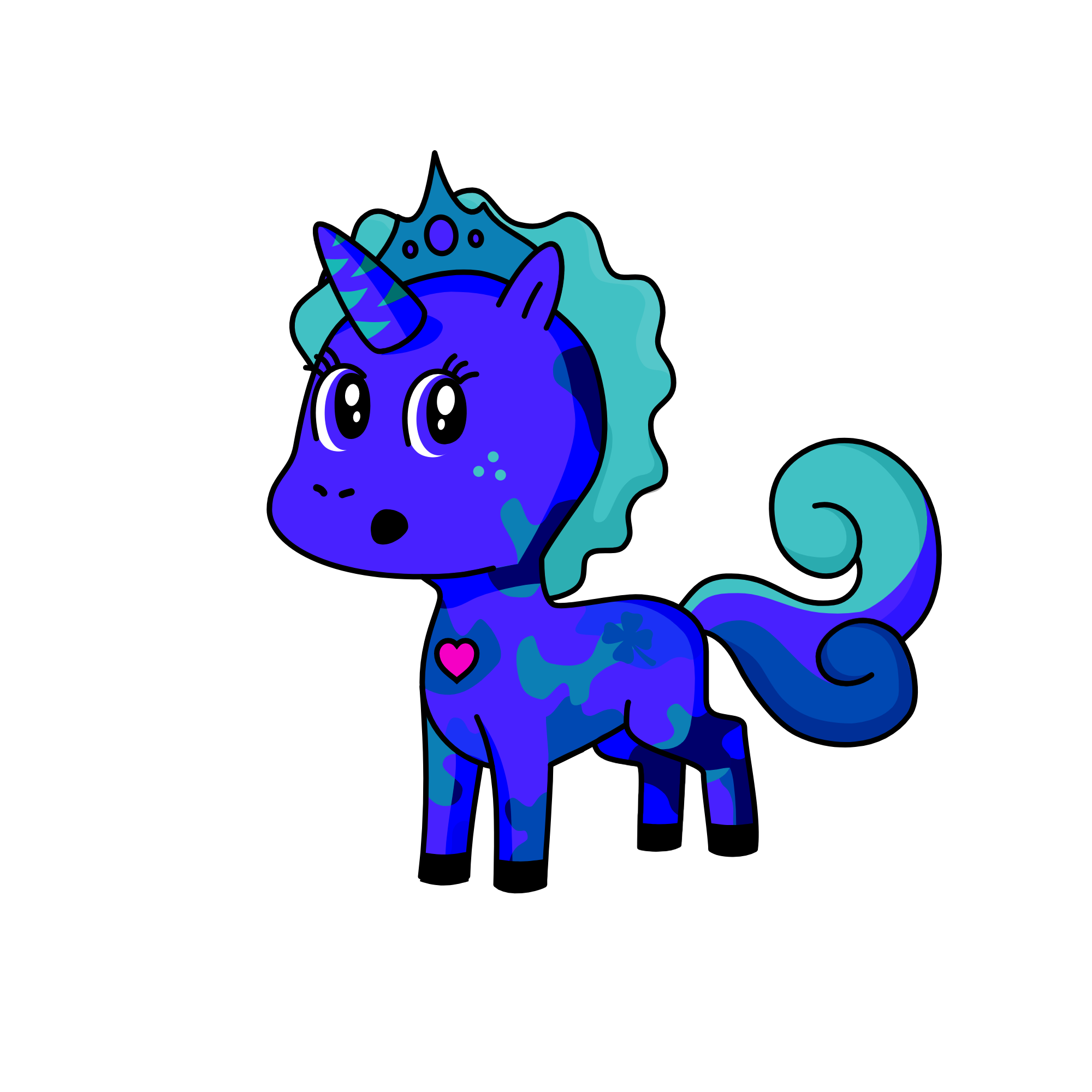 2 blue, the unicorn