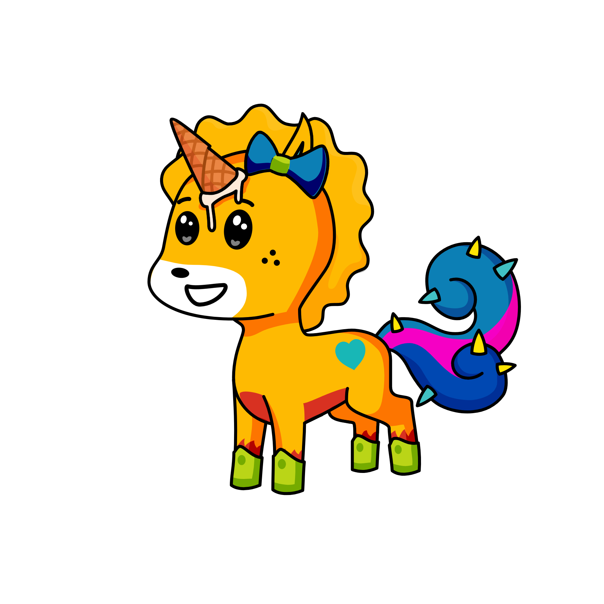 orange, the unicorn