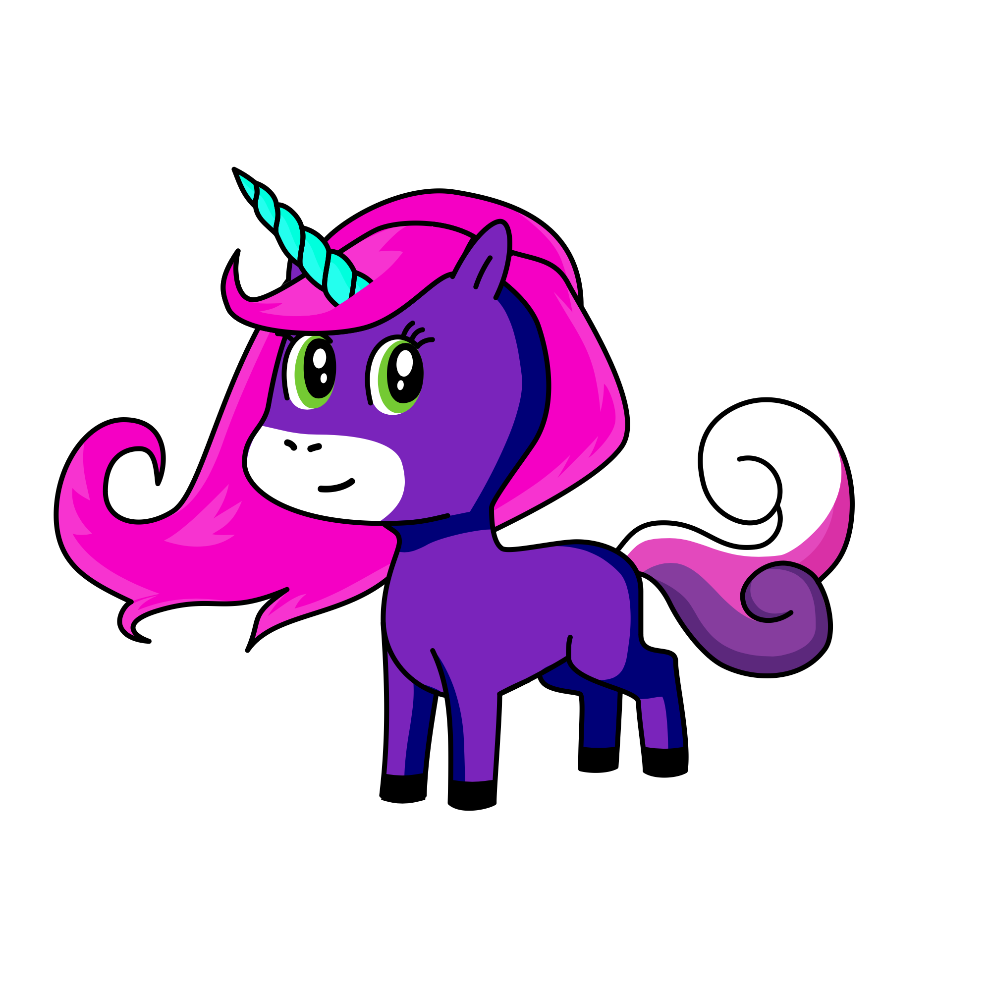 Pink and purple, the unicorn