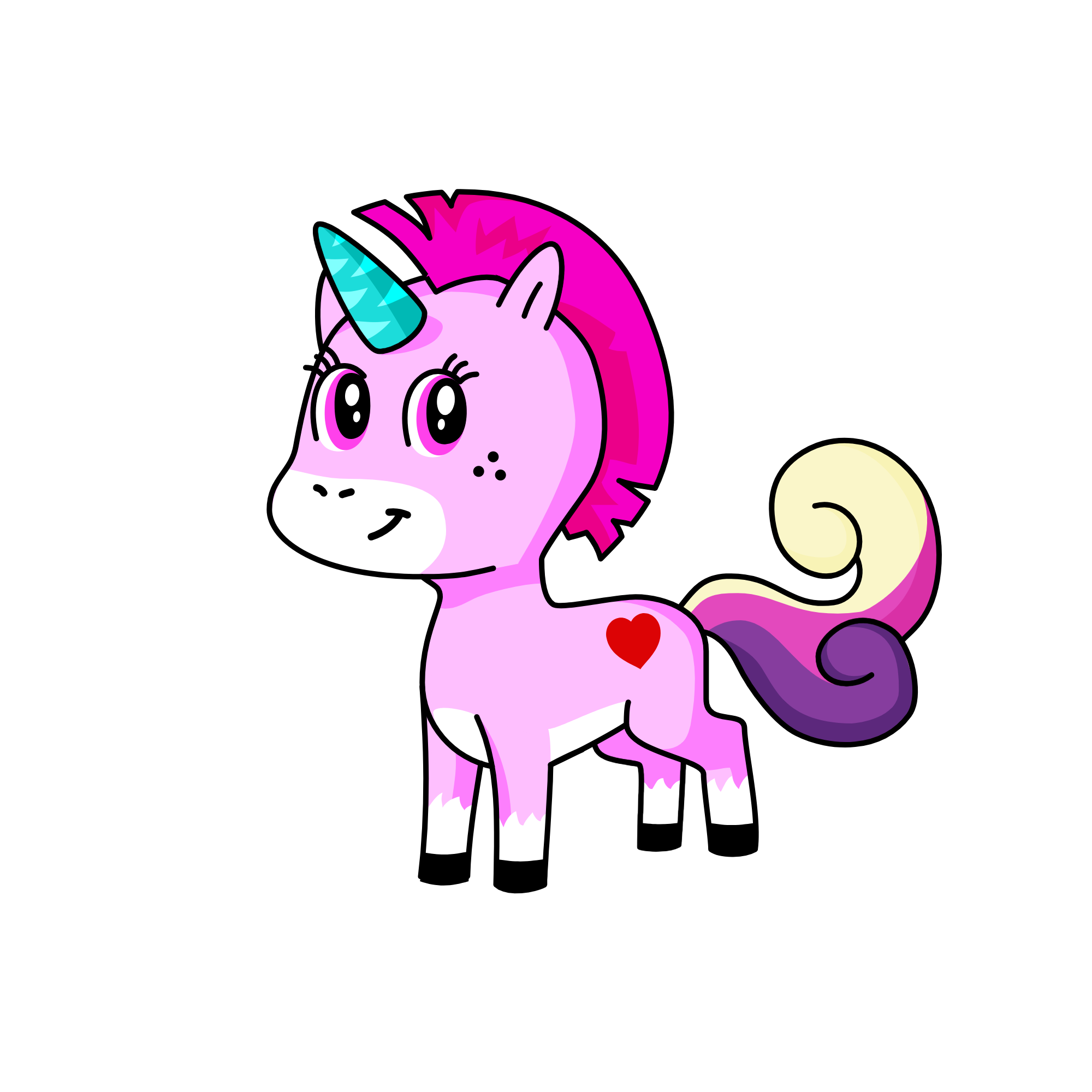 Pink horse, the unicorn
