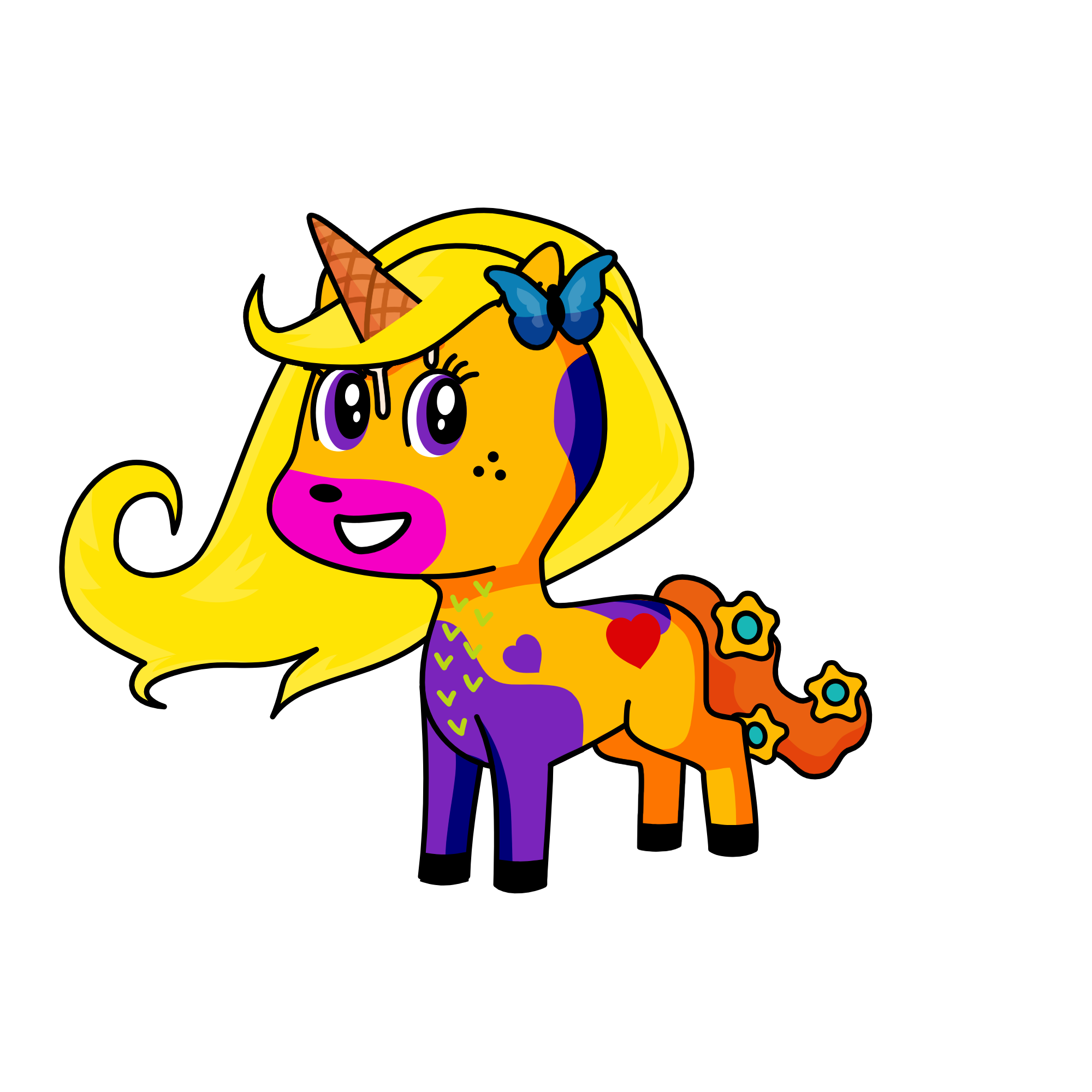 yellow wafffle, the unicorn