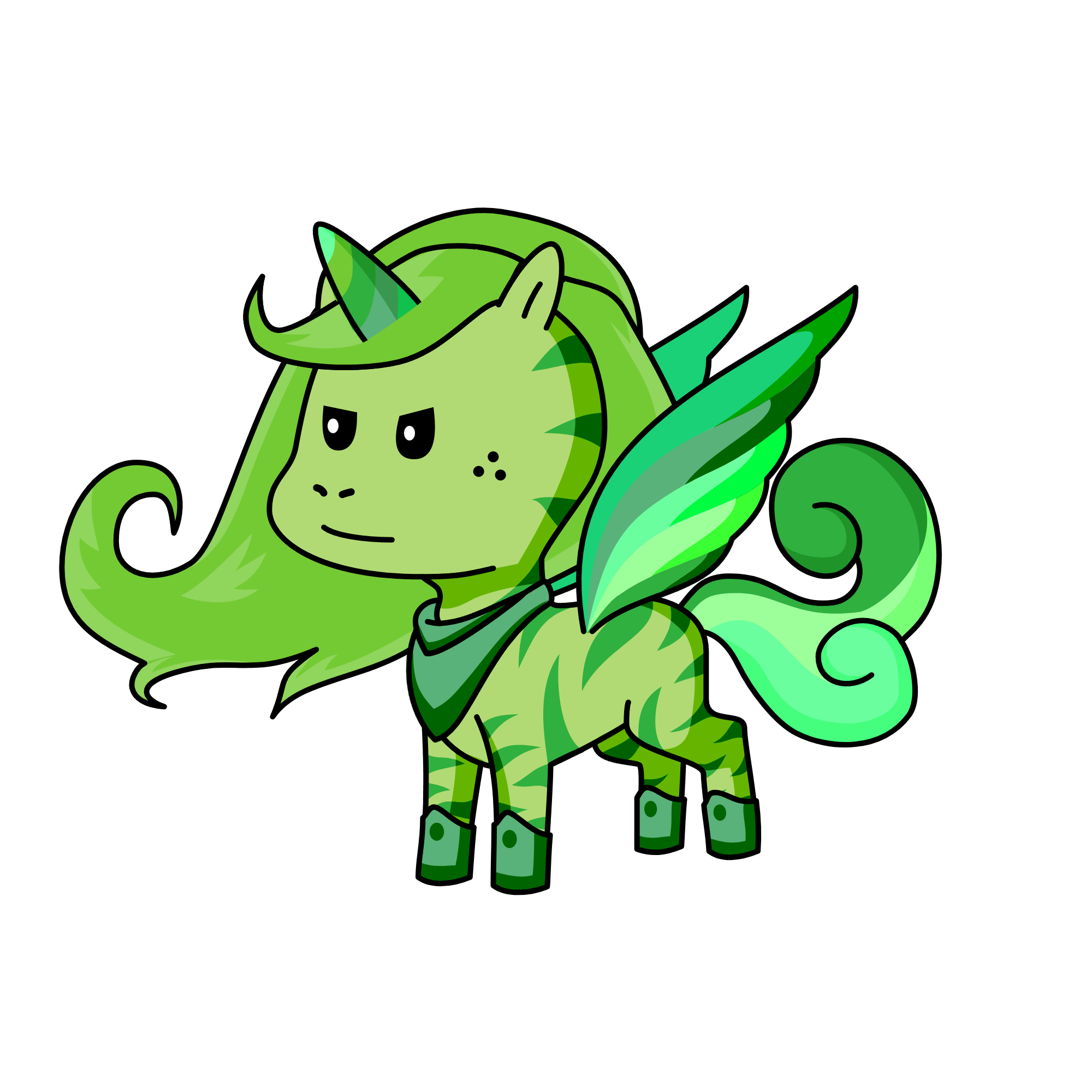 green, the unicorn