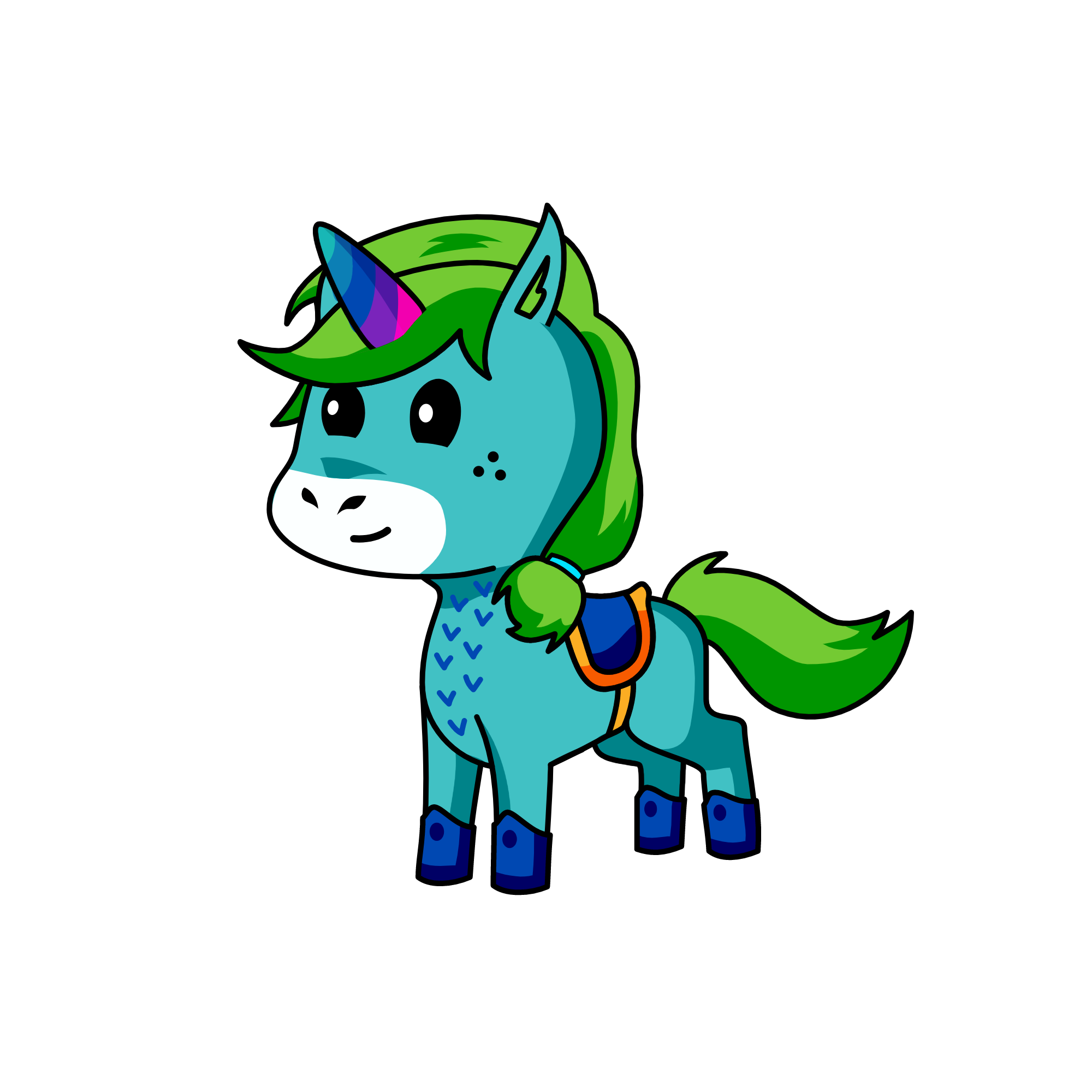 Green, the unicorn