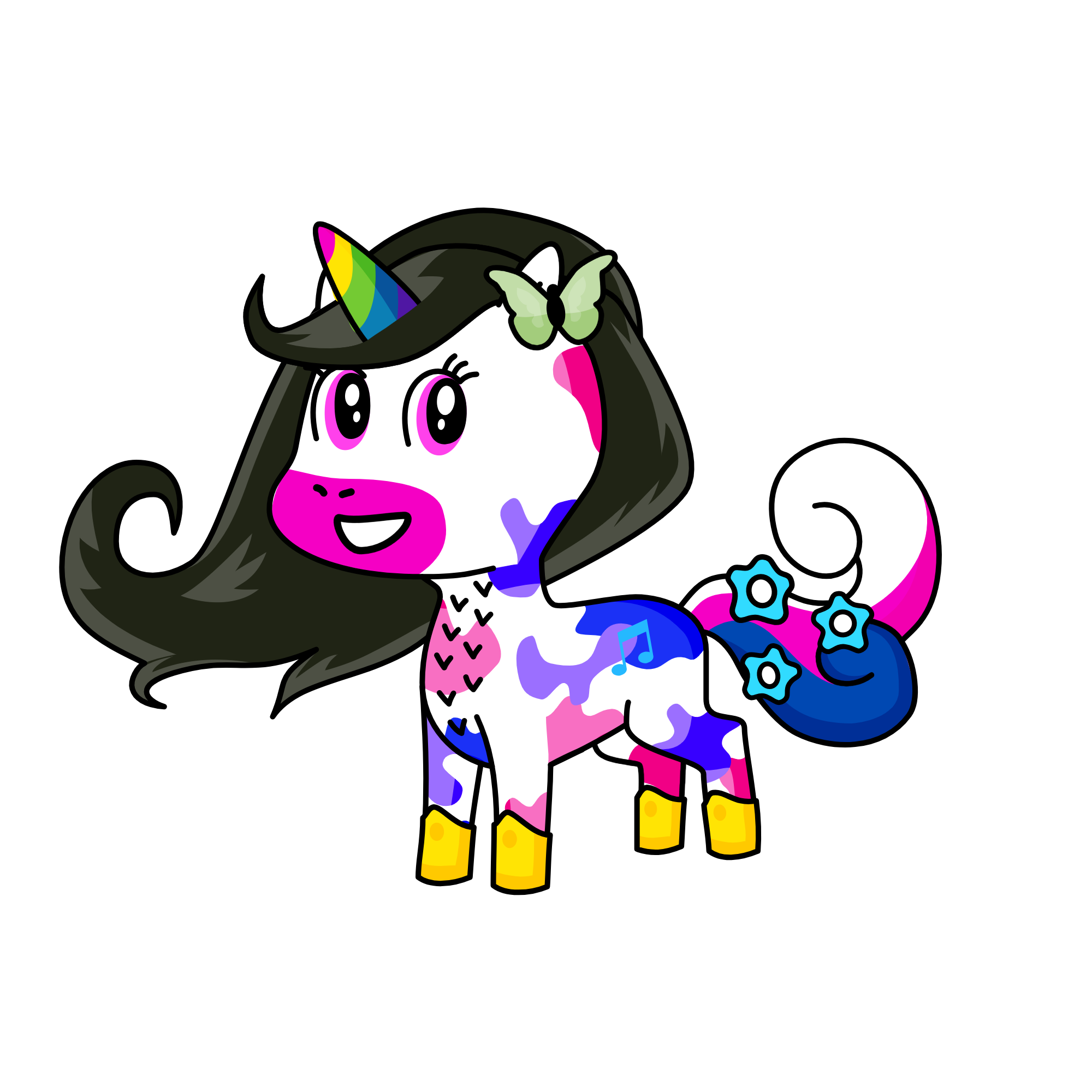 butterfly girl, the unicorn