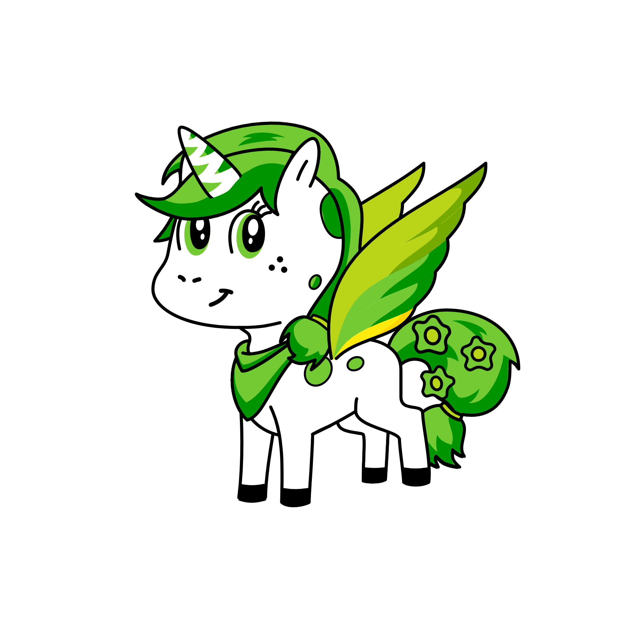 Green, the unicorn