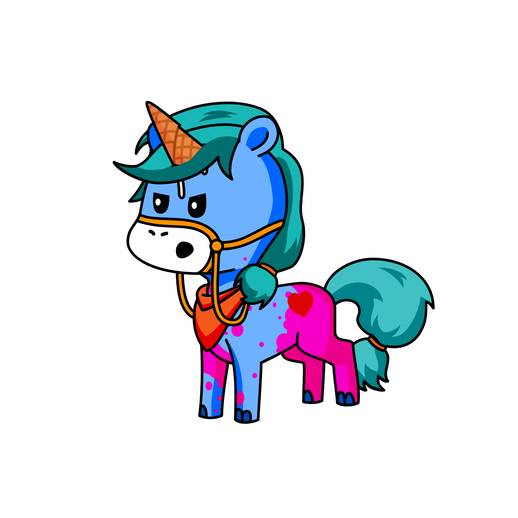I am mad because I have an ice cream on my head, the unicorn