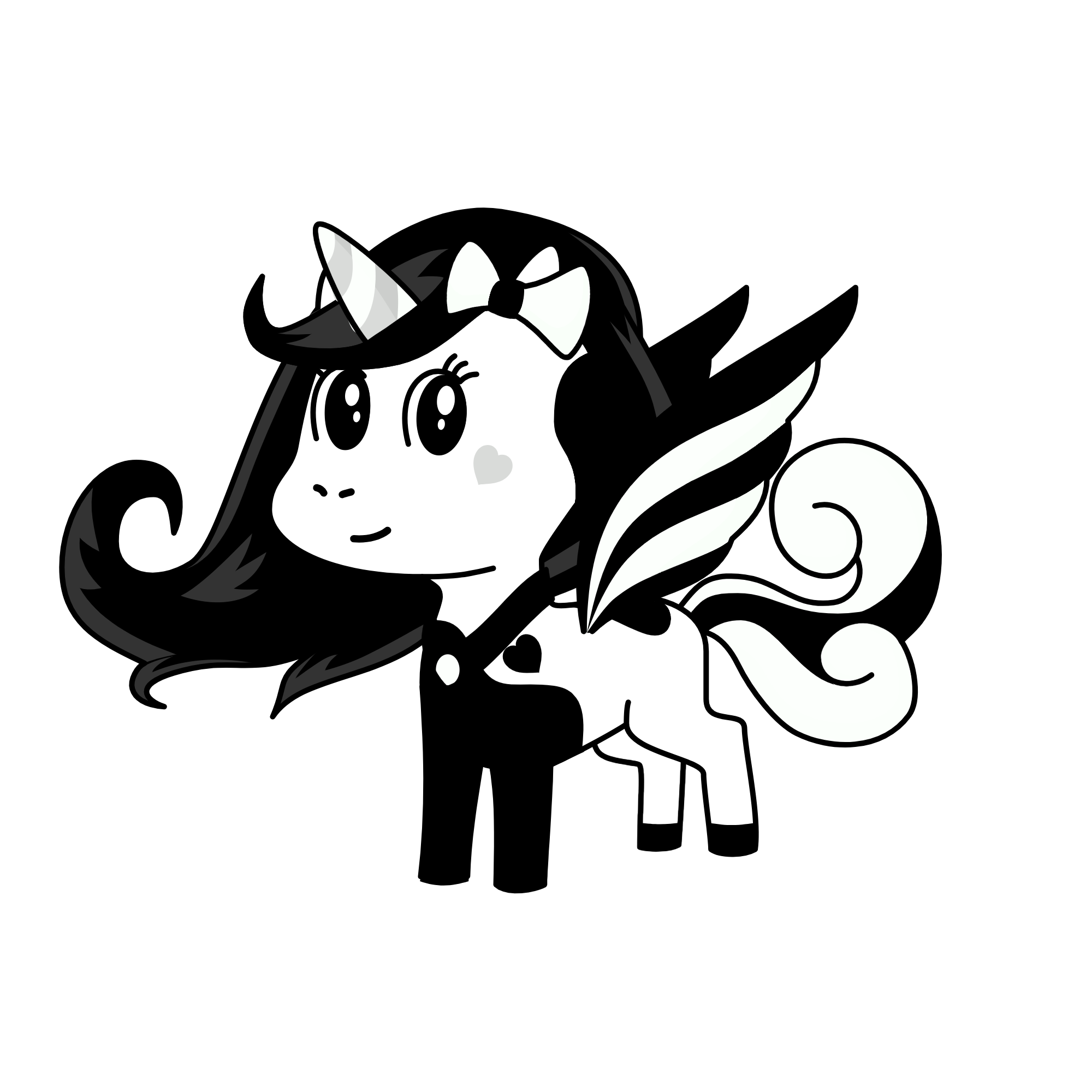 black white, the unicorn