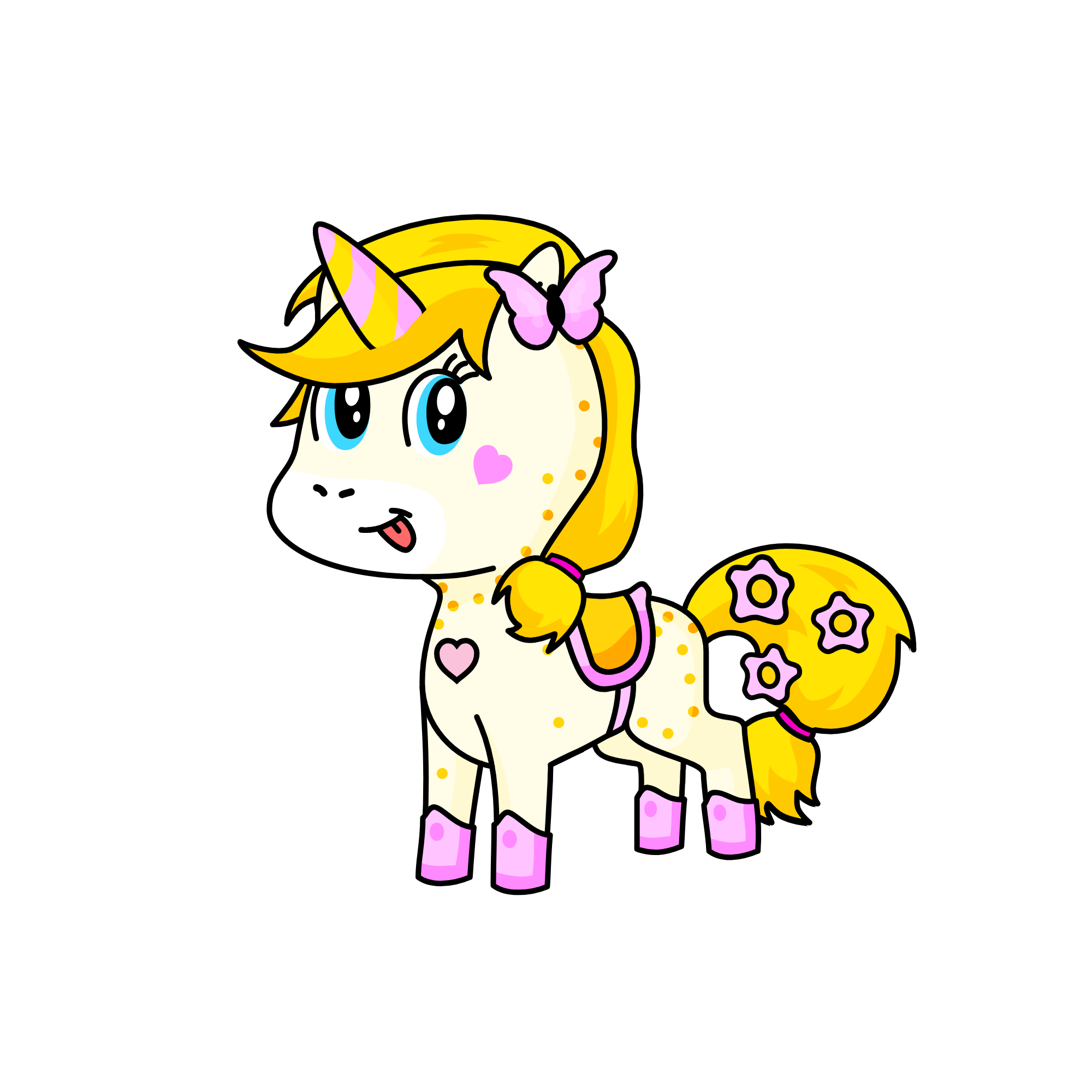 Glitter sparkles, the unicorn