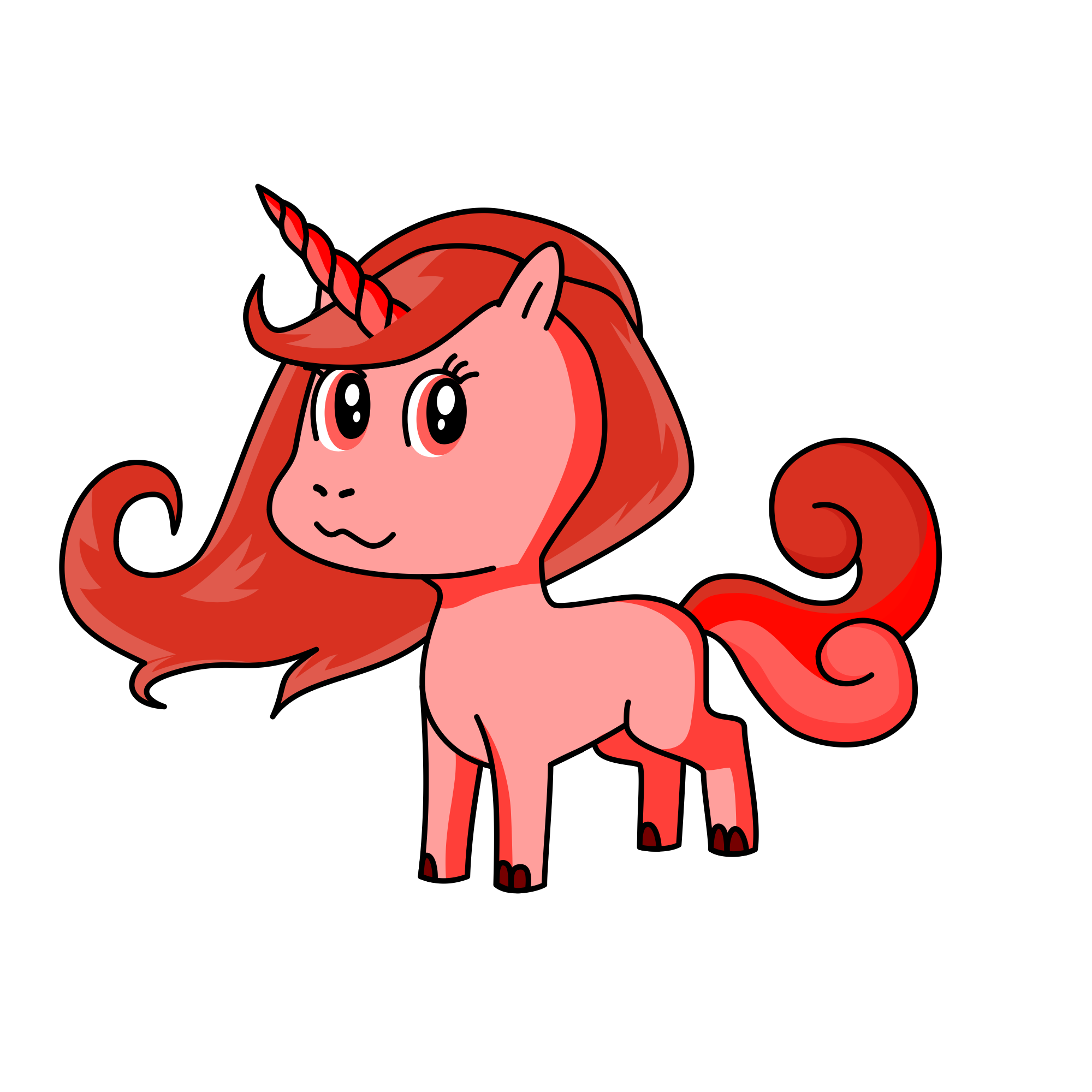 Red SASSY Ronny , the unicorn