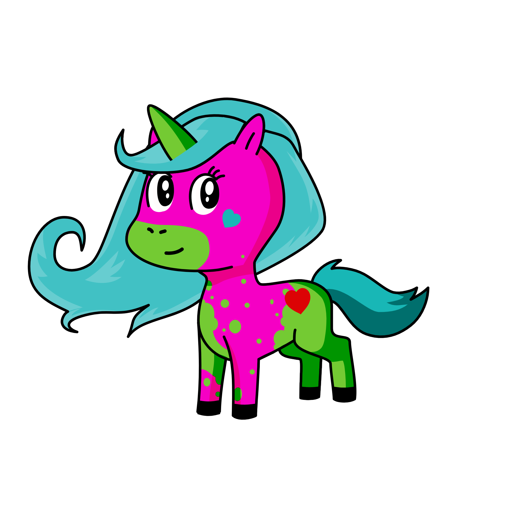 Looking, the unicorn