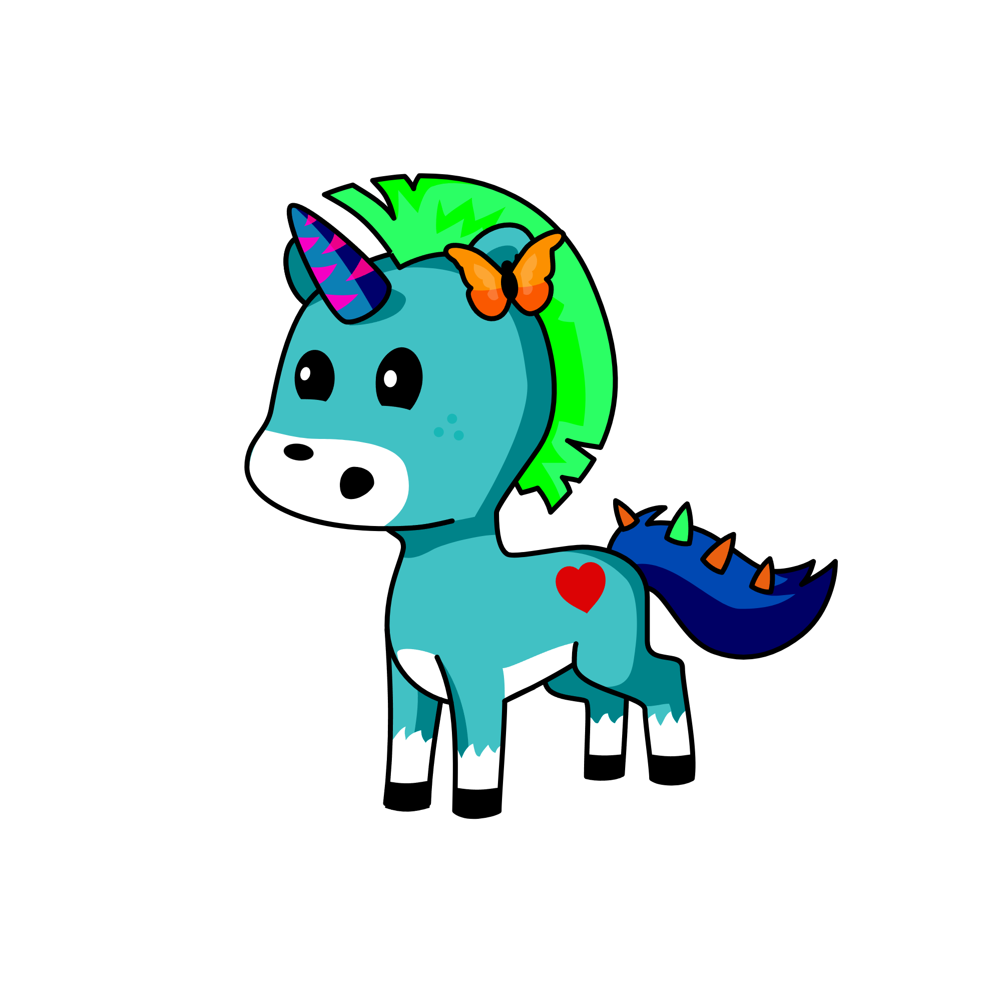 green, the unicorn