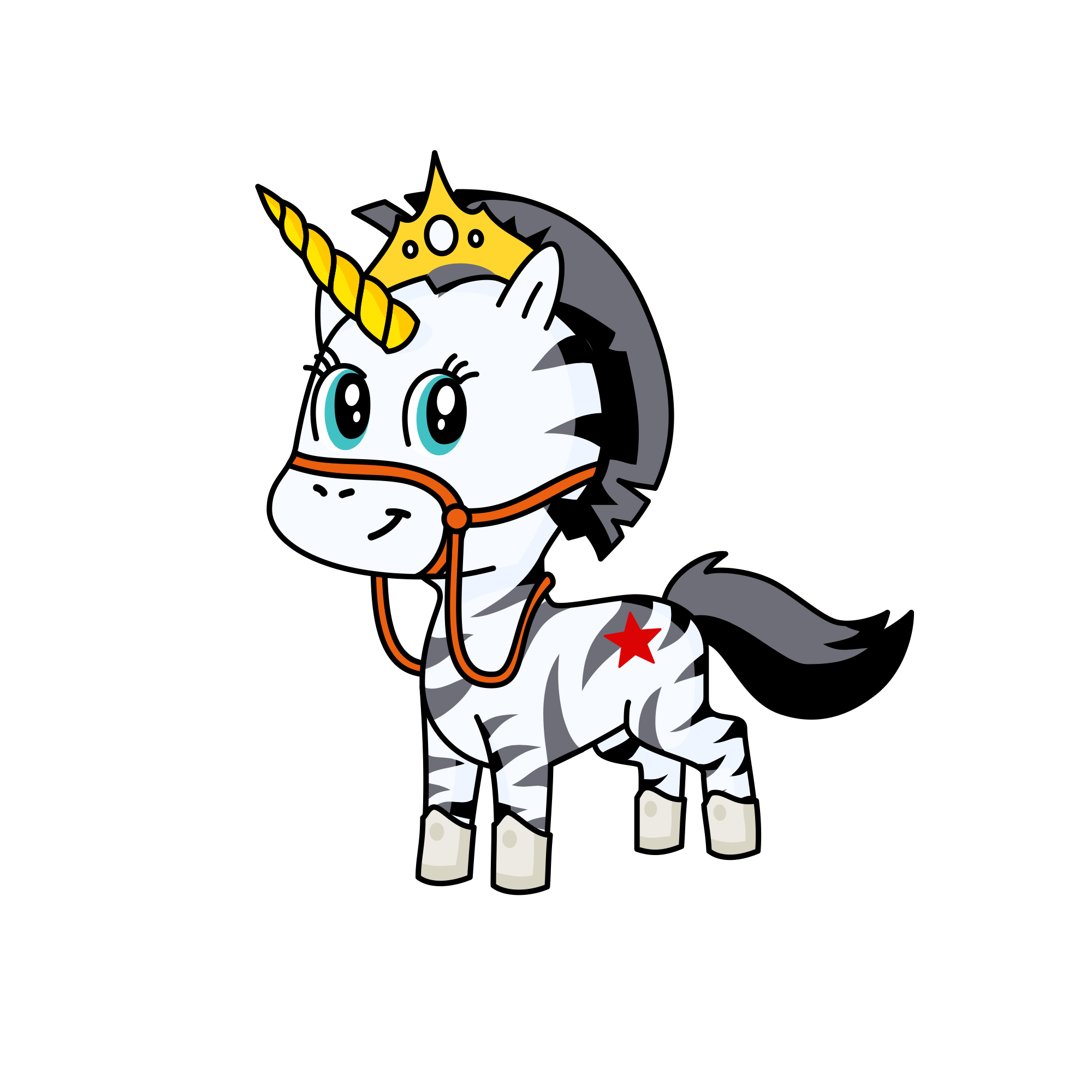 Queen zebra, the unicorn