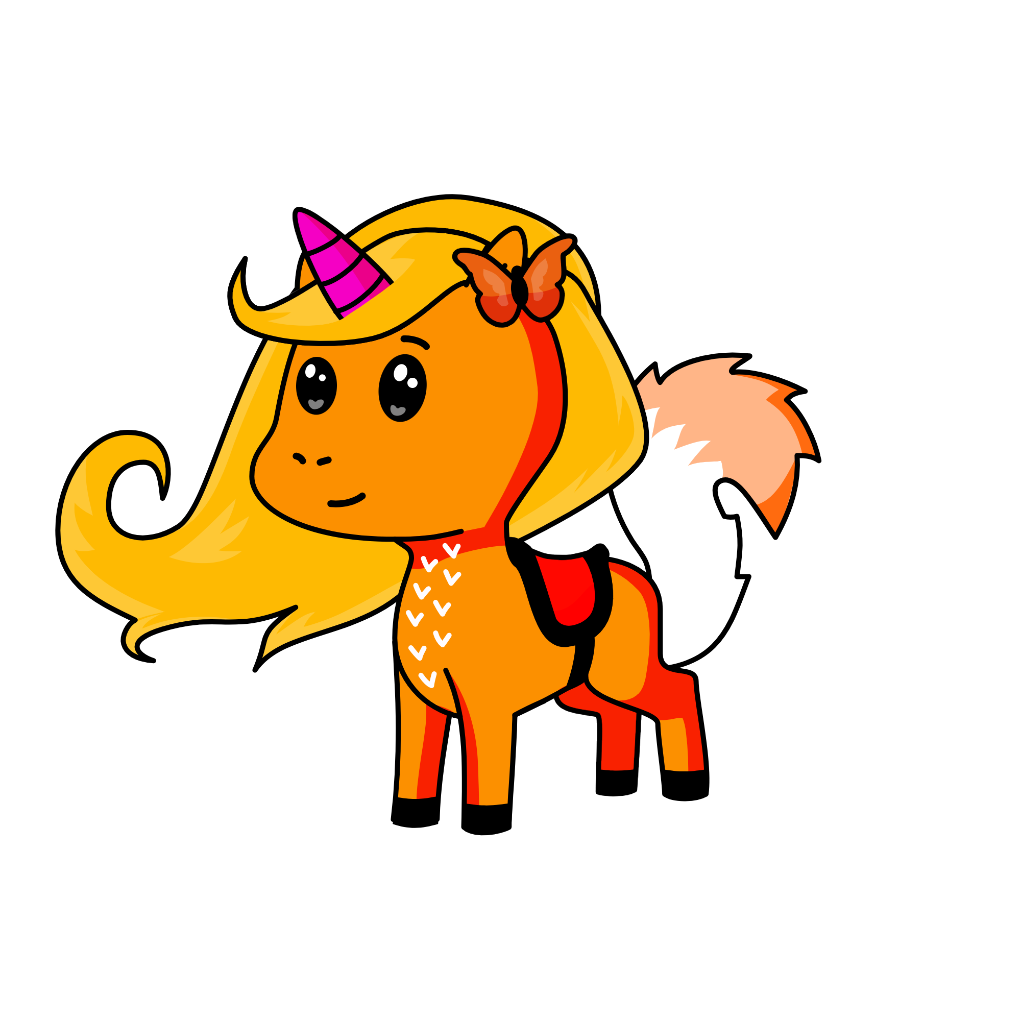orange  butterfly, the unicorn