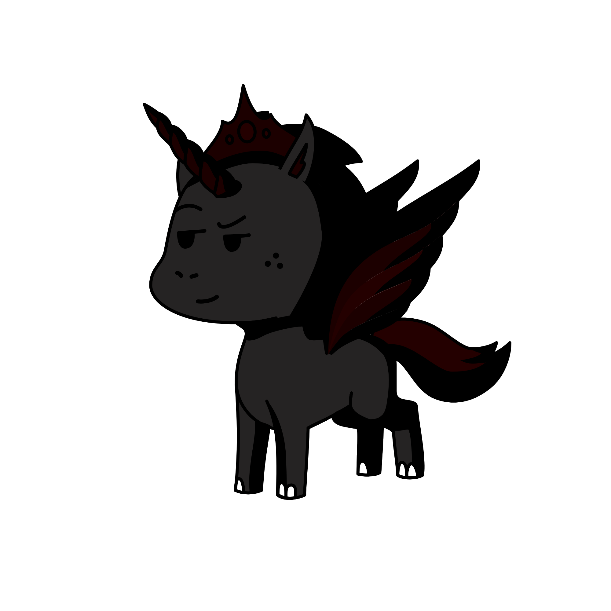 Dark queen of all night, the baddest queen who gives nightmares to any kid who goes close to her, the unicorn