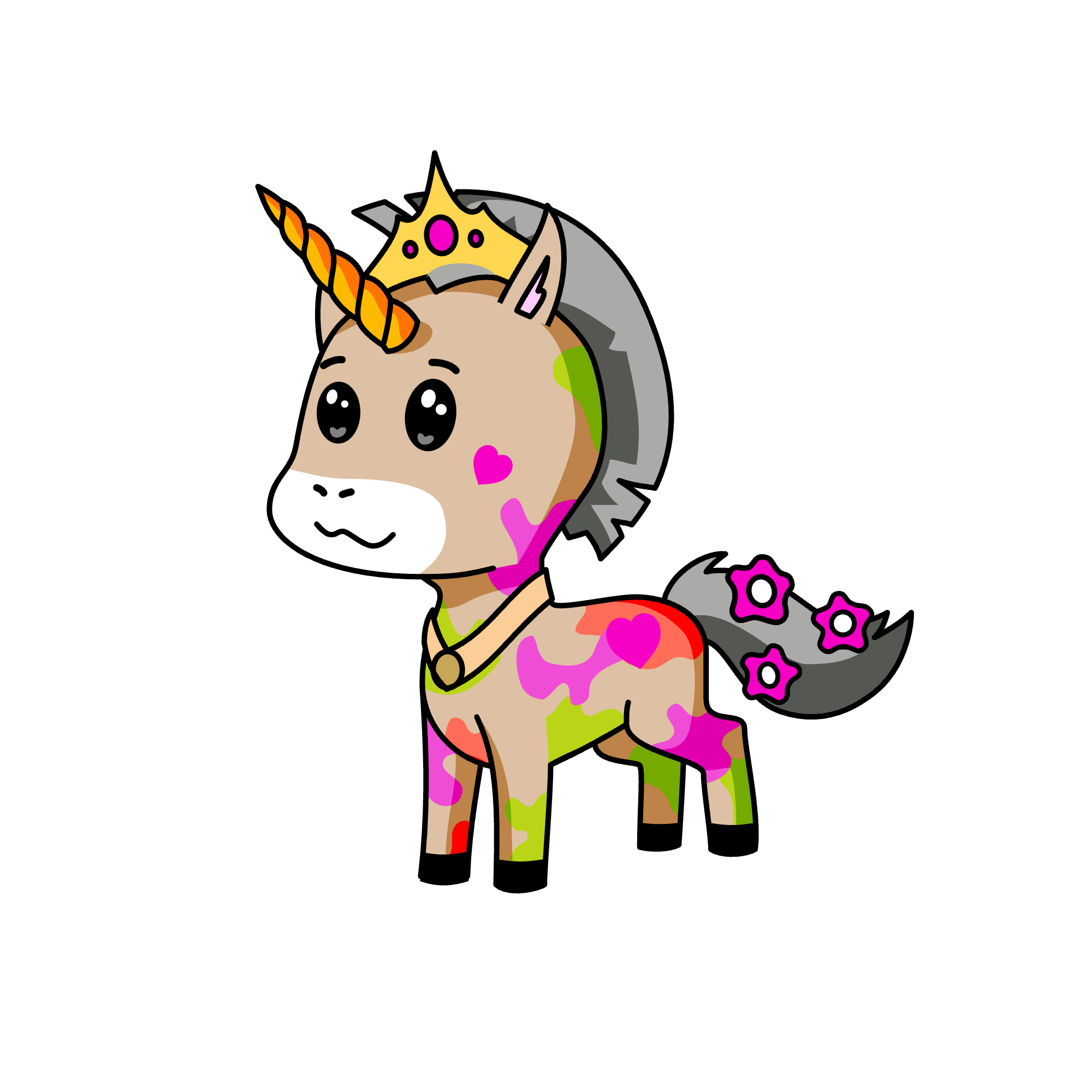 エ 🠄 >w<, the unicorn