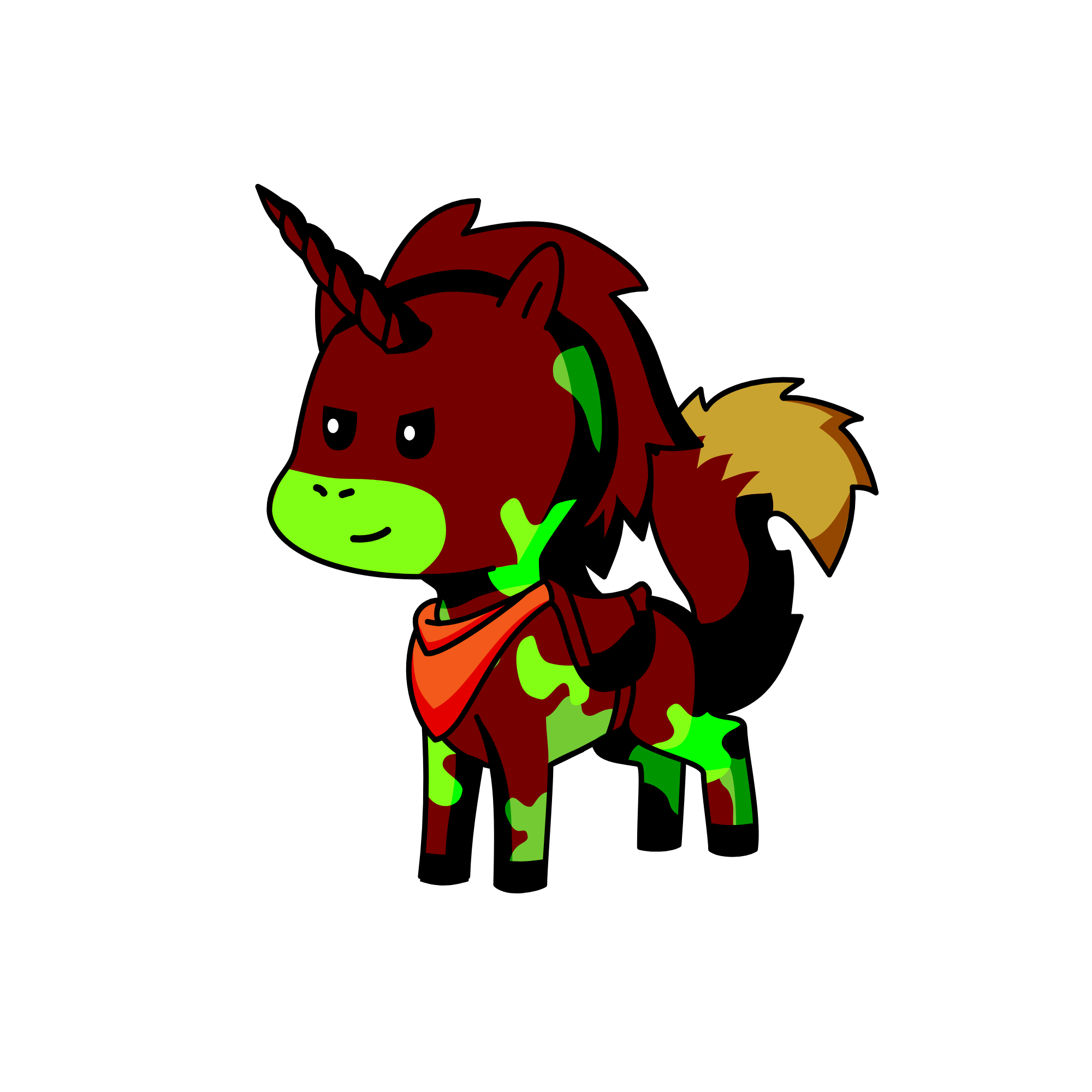 Earny T Bass Joins the Army, the unicorn