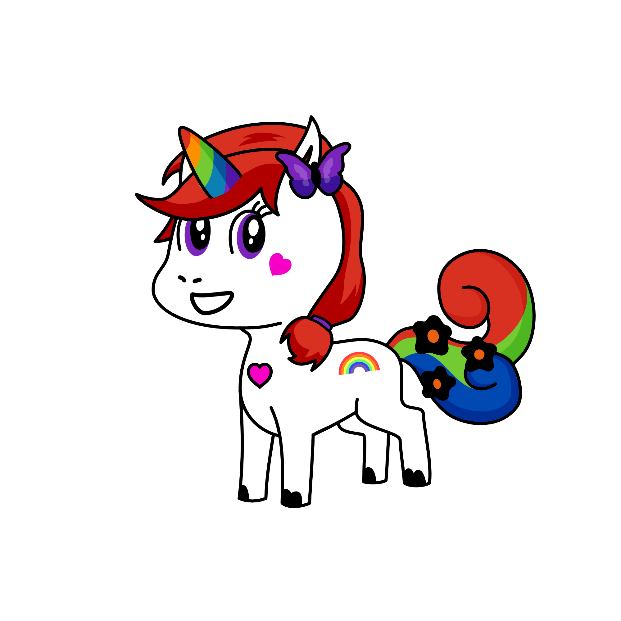 Rainbow Cutsie Hearts , the unicorn