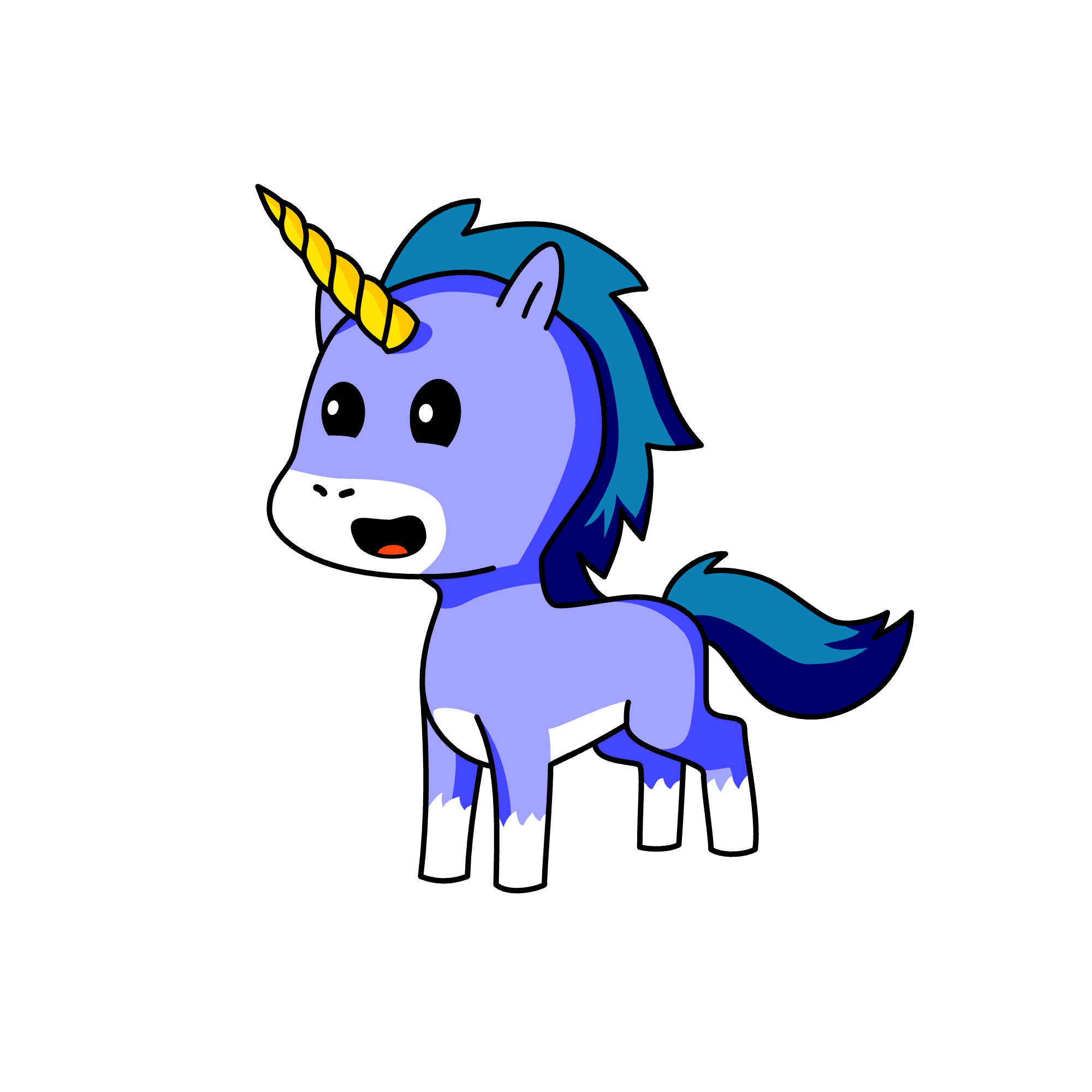 Light navy blue, the unicorn