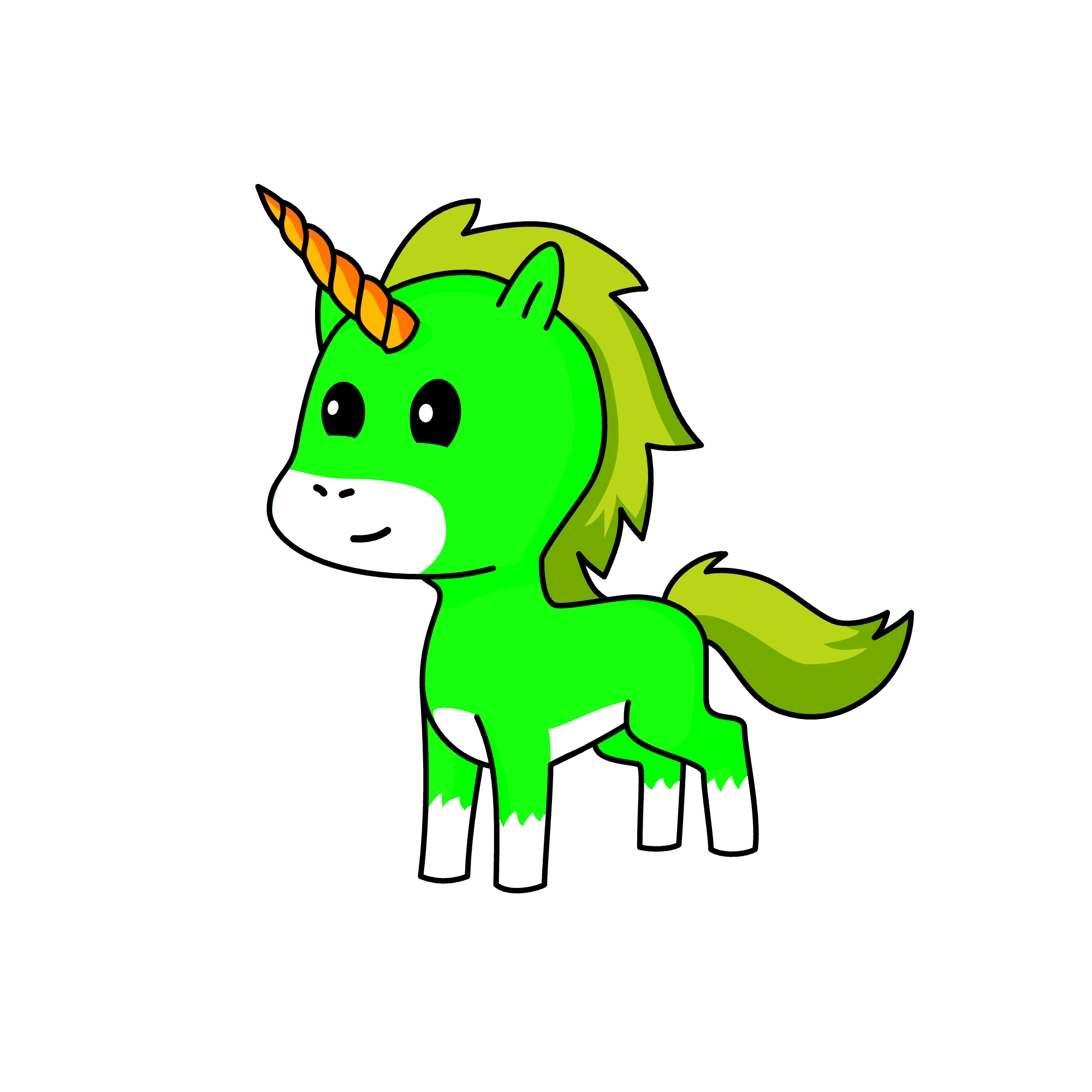 Green, the unicorn