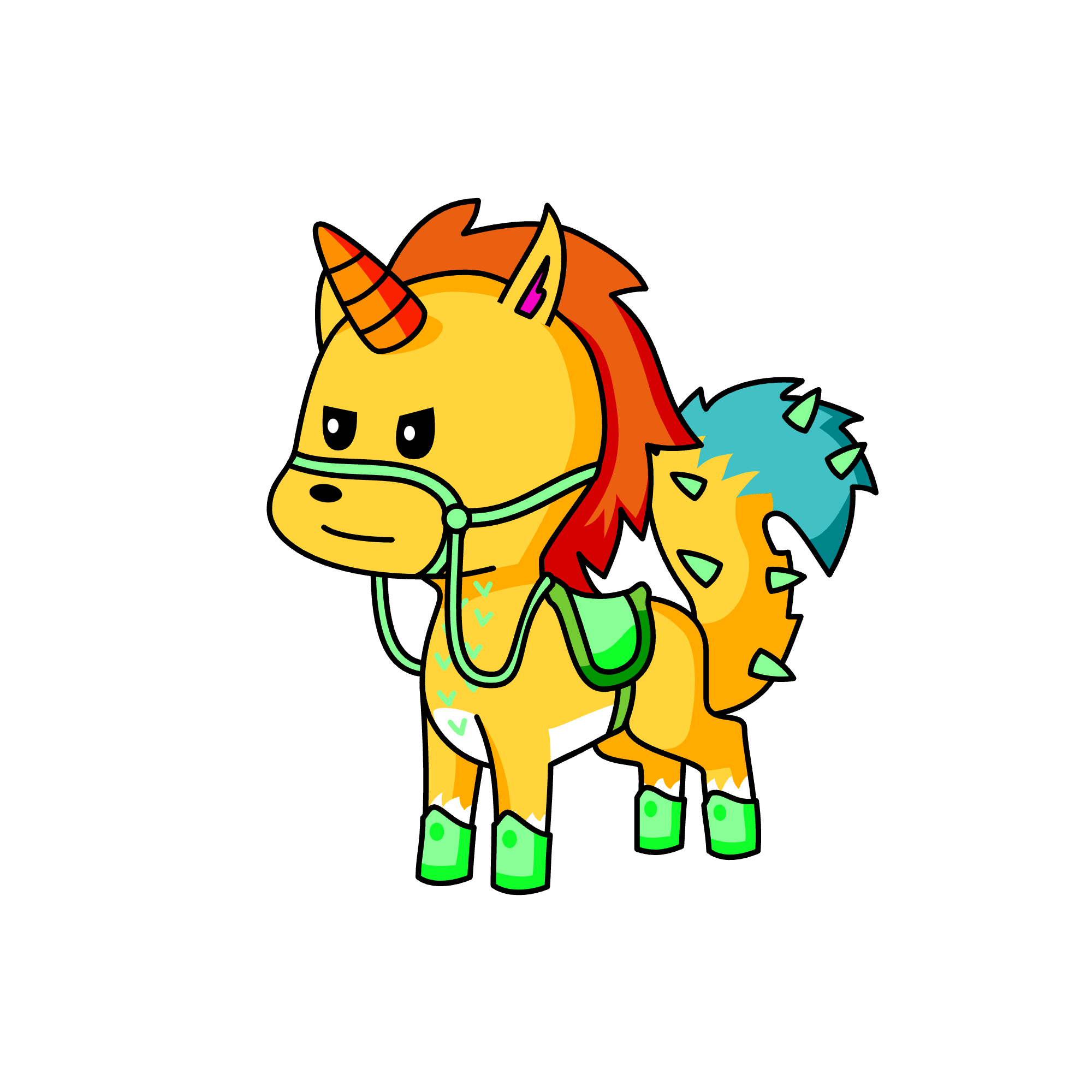 Rainbow the fox, the unicorn