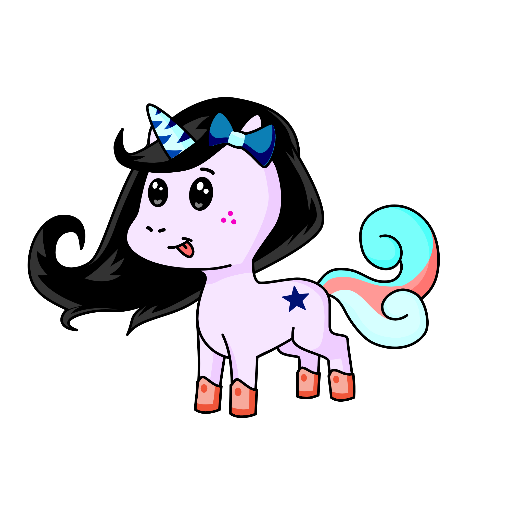 Pinky and Bluey Unicorny, the unicorn