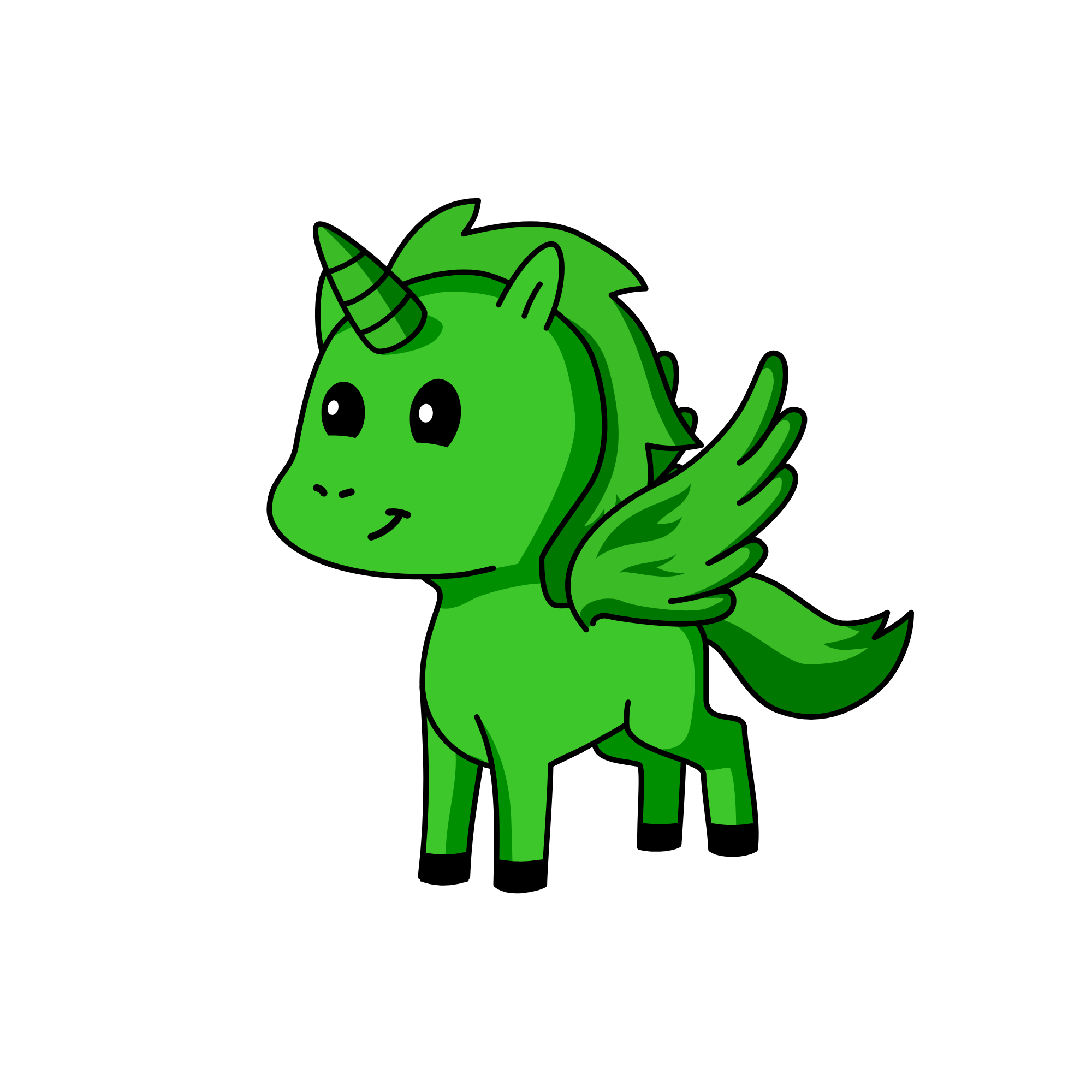 Green, the unicorn