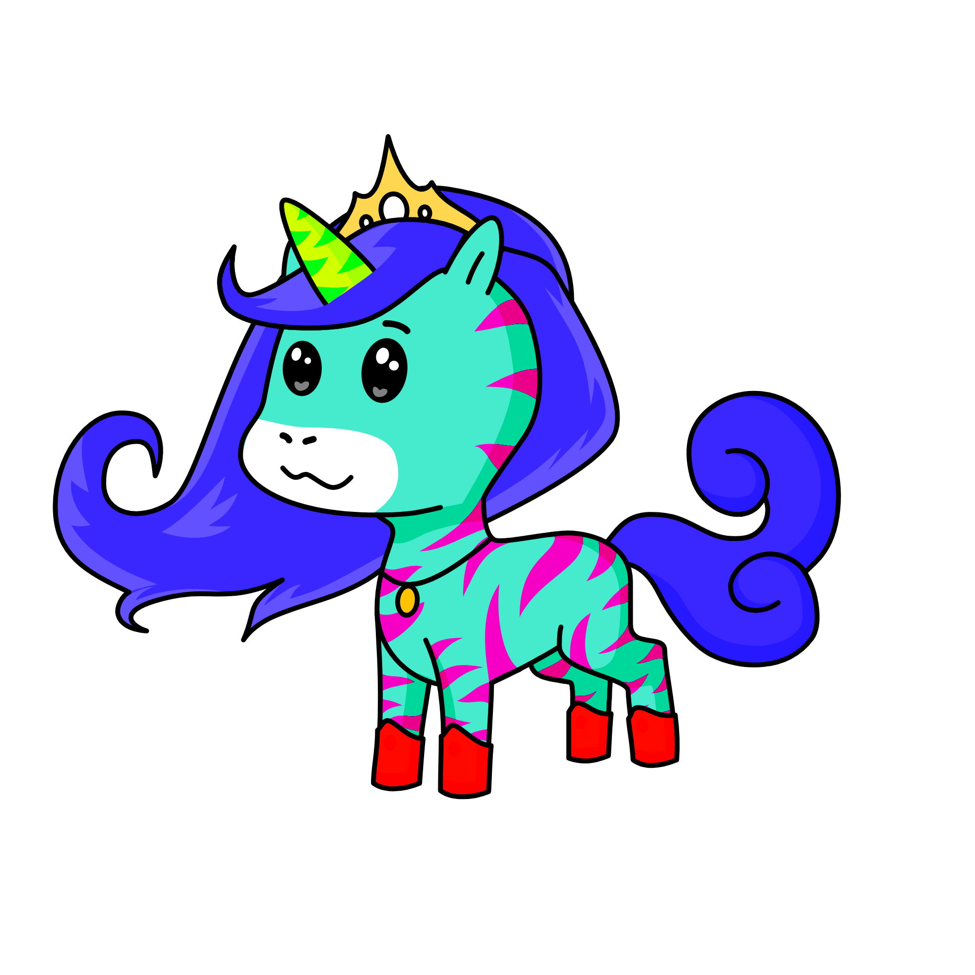 Tealy the teal tiger, the unicorn