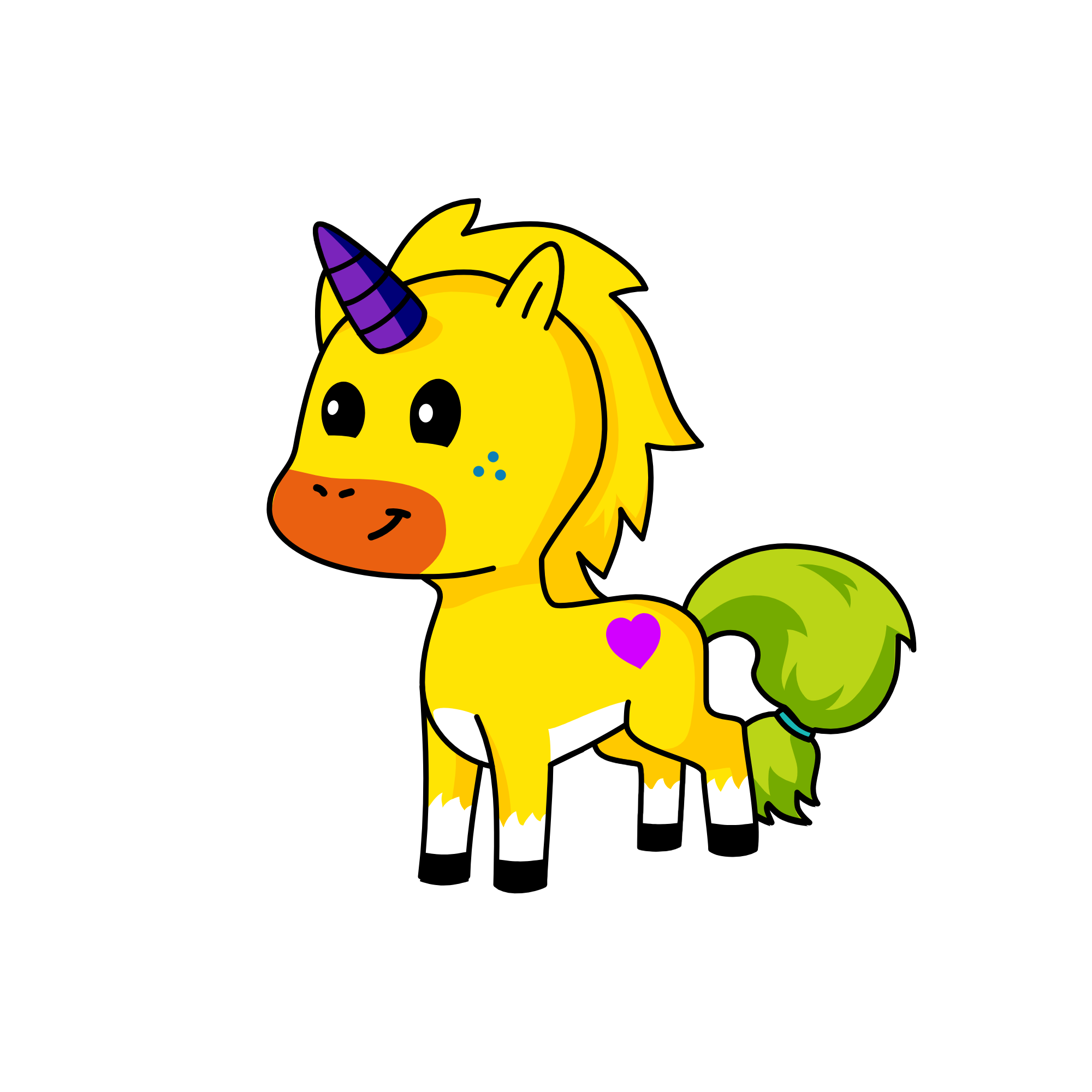 Yellow Zebra 5,6,7, the unicorn