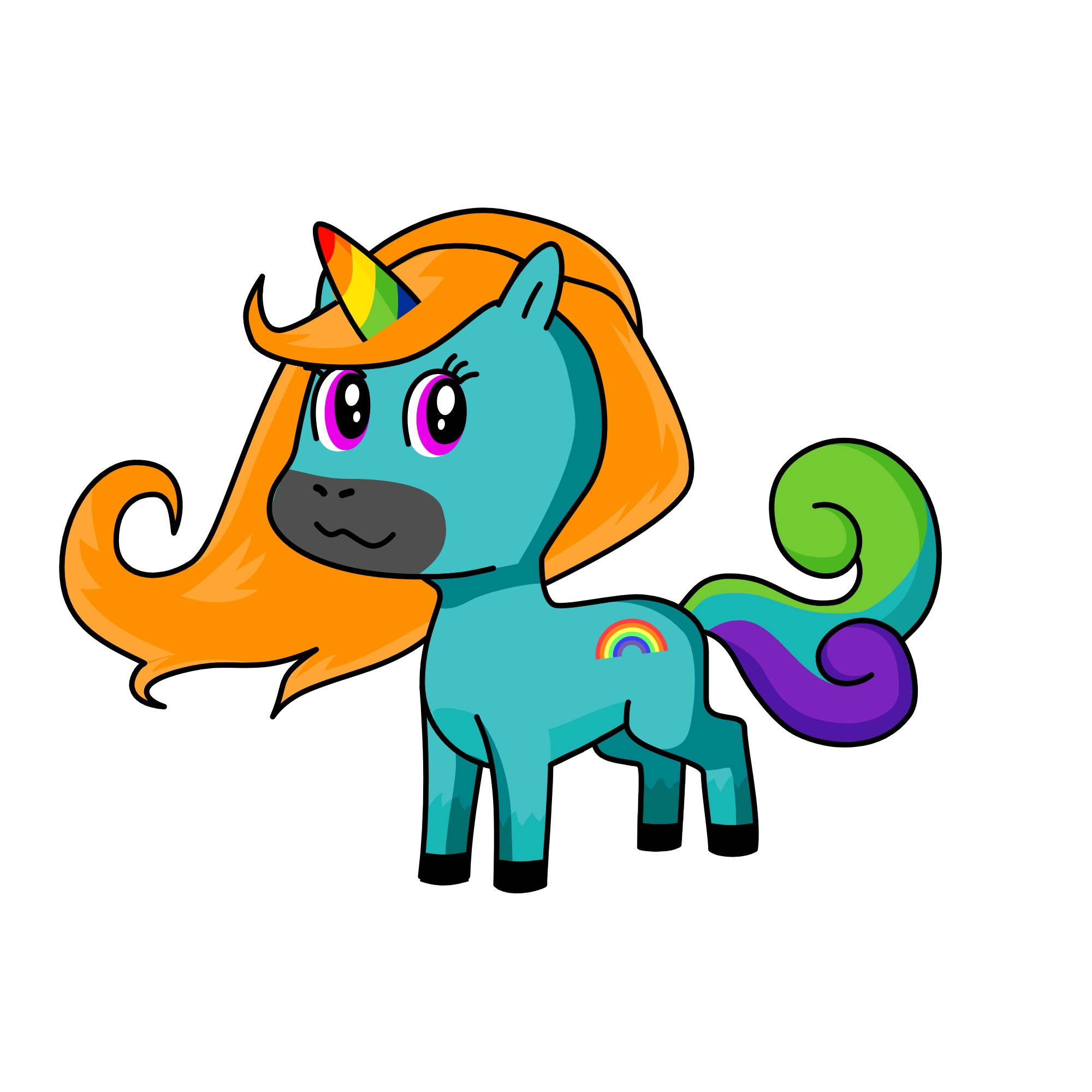 Rainbow dashg, the unicorn