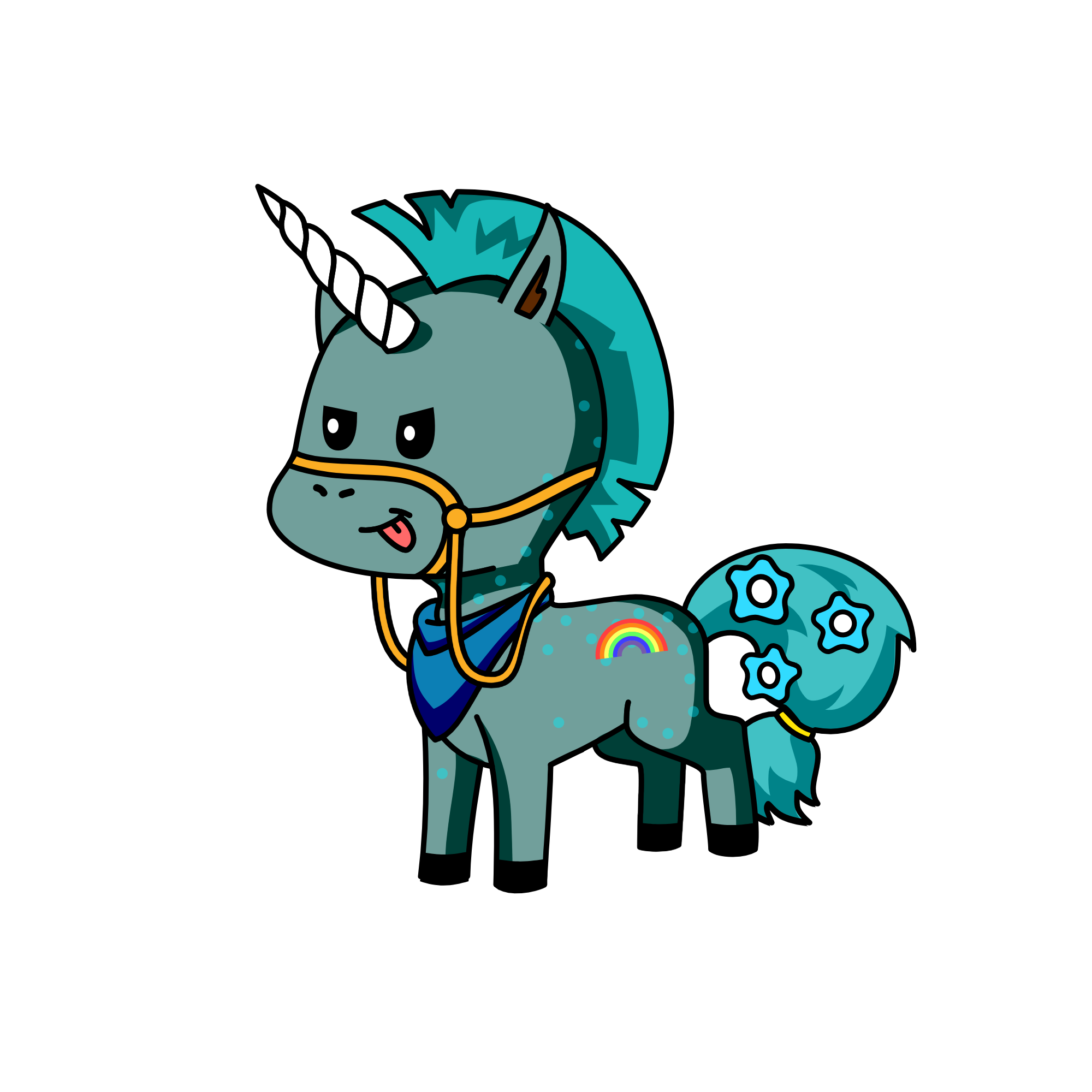 blue rainbow pancake, the unicorn