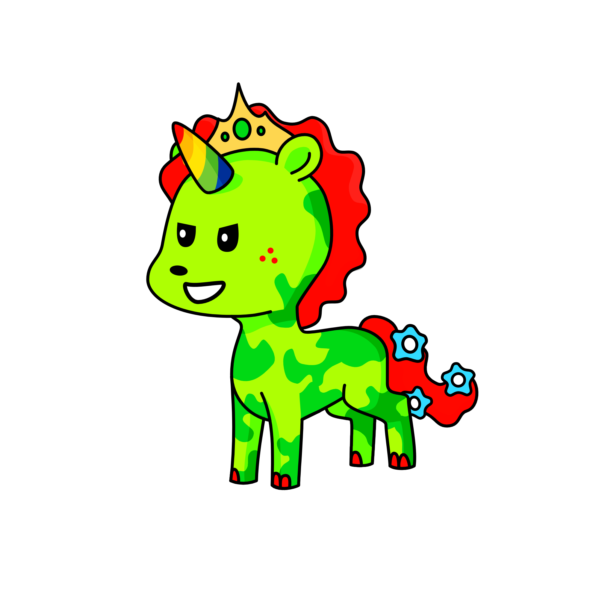 Edric the green booger bear unicorn clown thing that is all girly even tho he's a boy, the unicorn