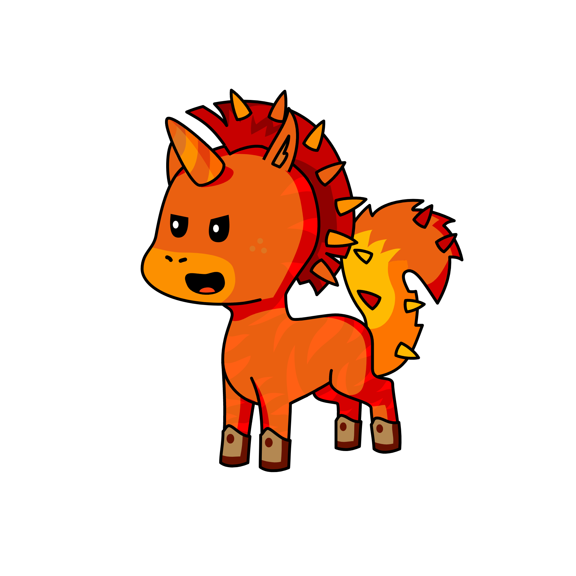 Flare the fire king, the unicorn