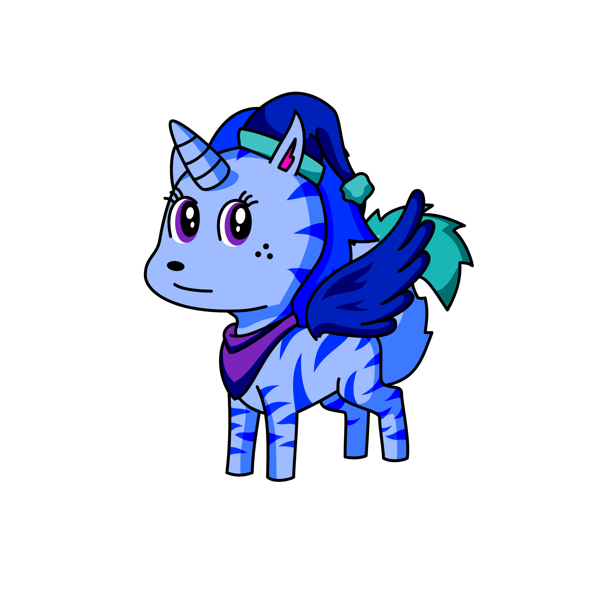 Winter husky dog furry go wiggly boo a tail with wings, the unicorn