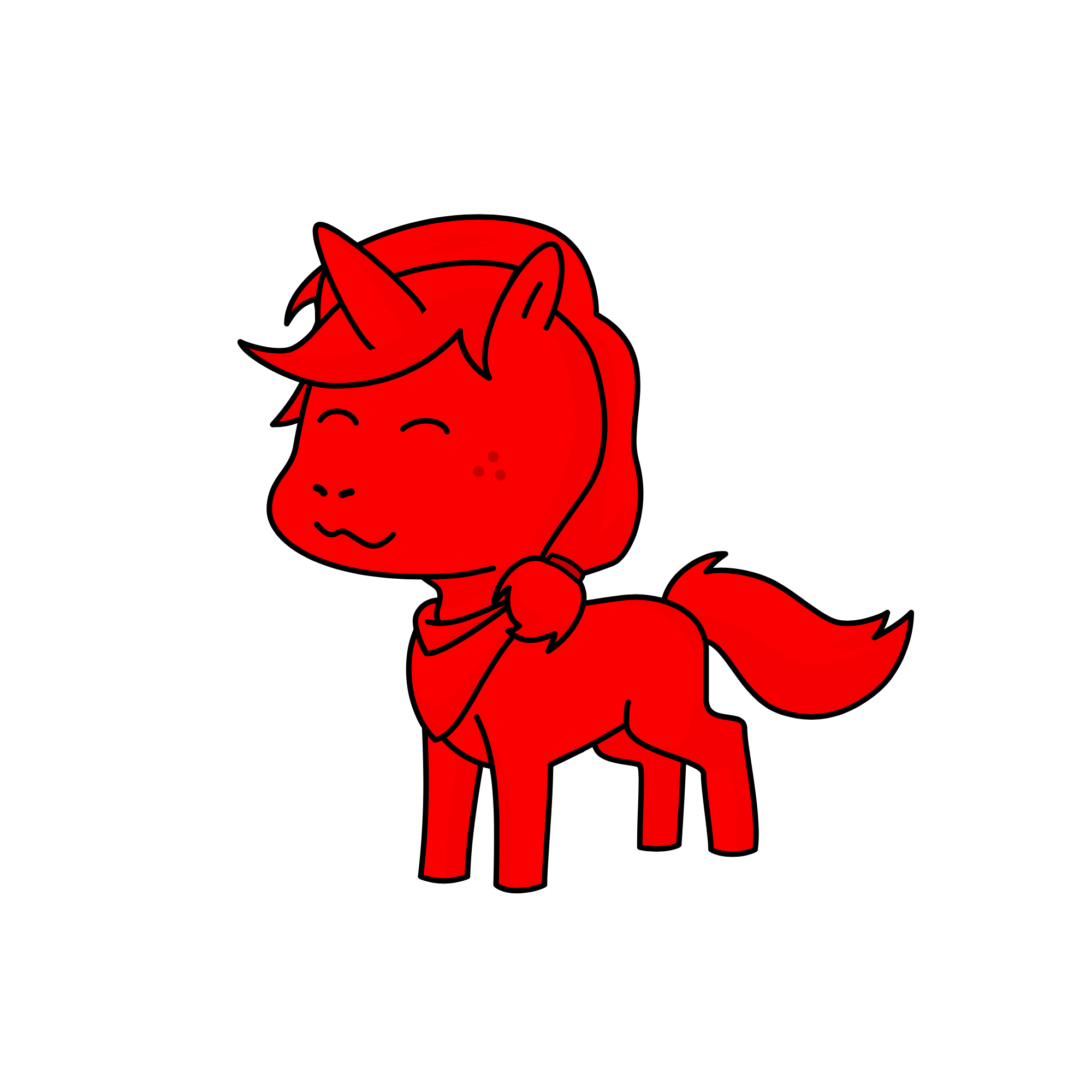 normal horse not unicorn covered in tomato sauce , the unicorn