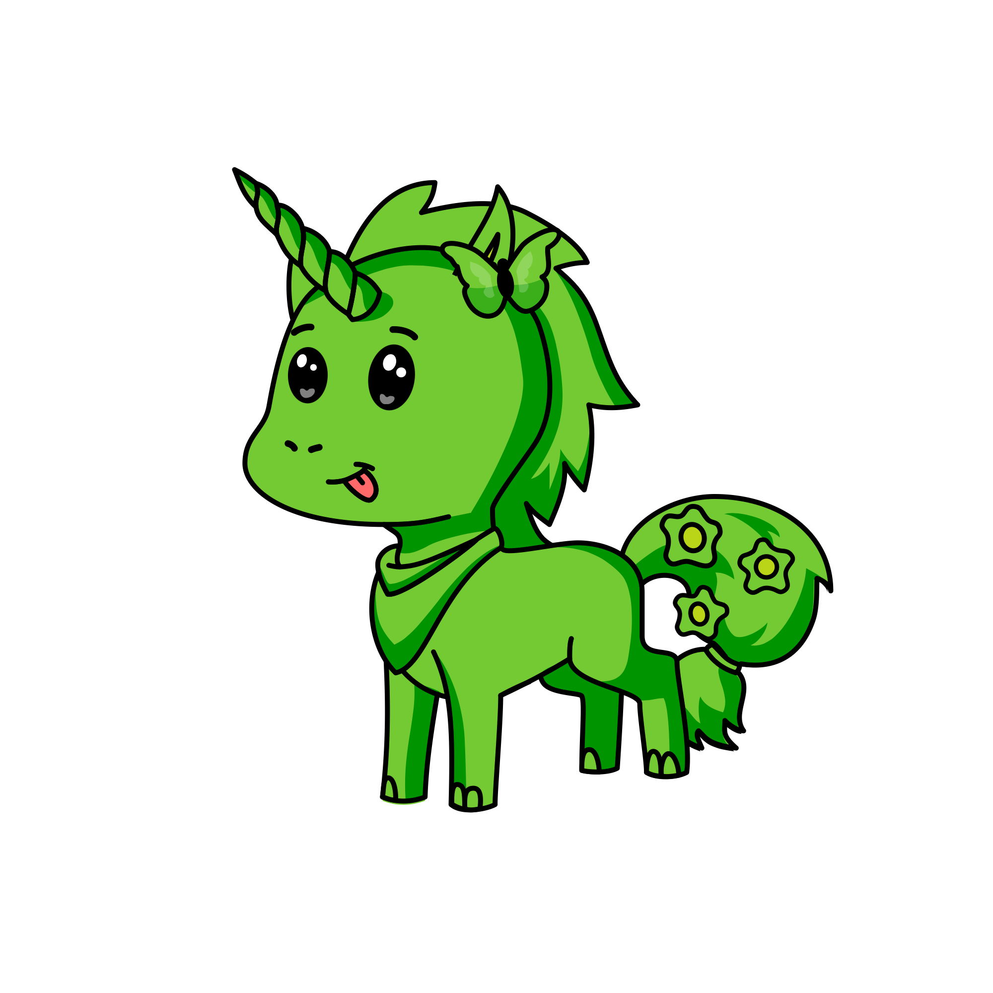 Green, the unicorn