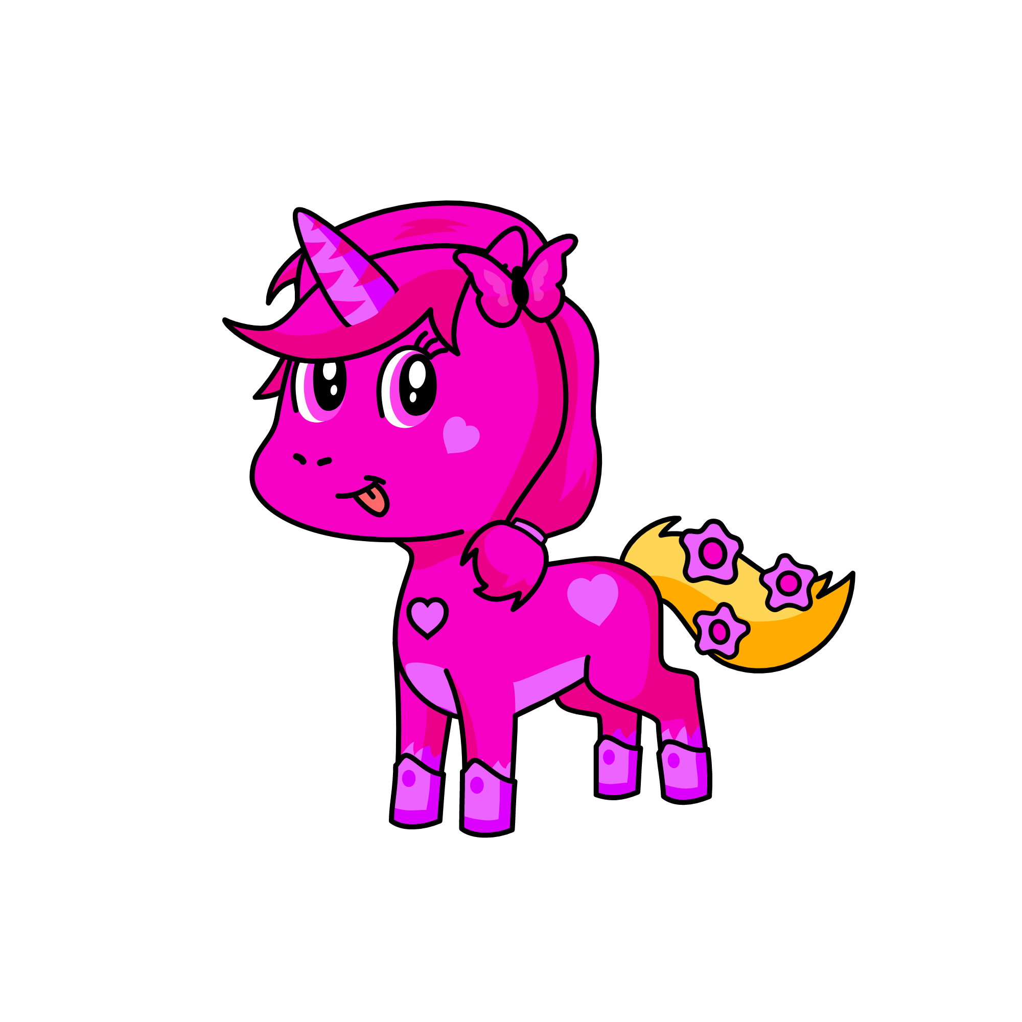 pink hearts, the unicorn