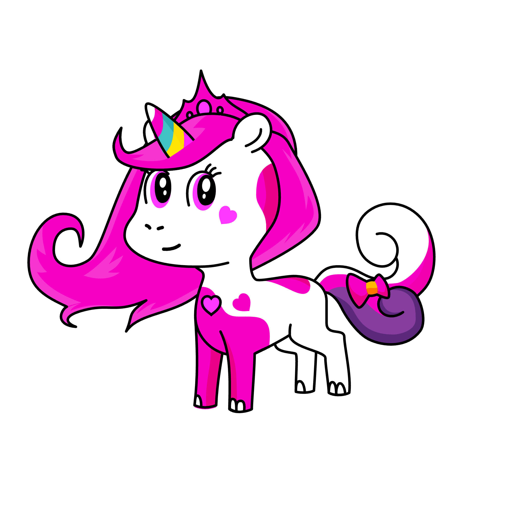 Tickled pink, the unicorn