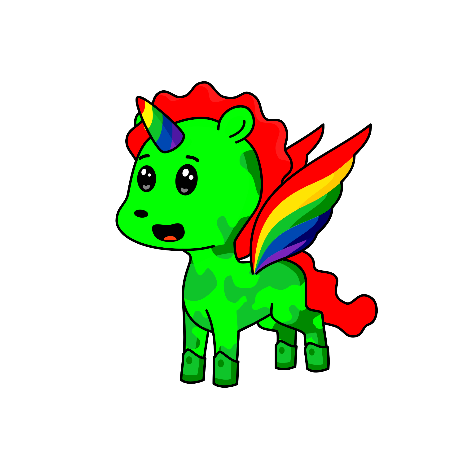 Edric the green gay booger bear clown man , the unicorn