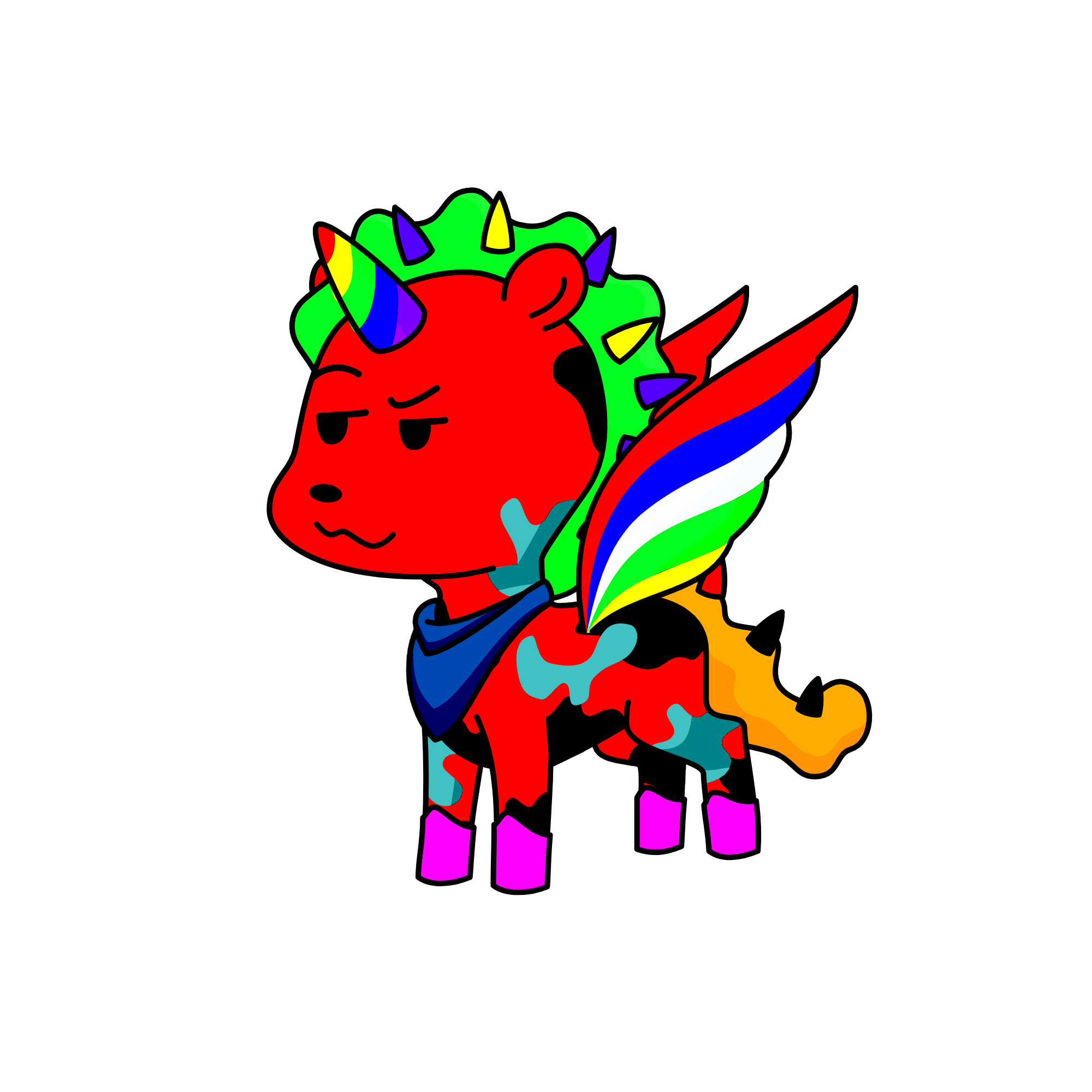 Barle, my chold, gave meh the colors for dis unicorn. For the horn he yelled "GAY COLOR" so yeh-, the unicorn
